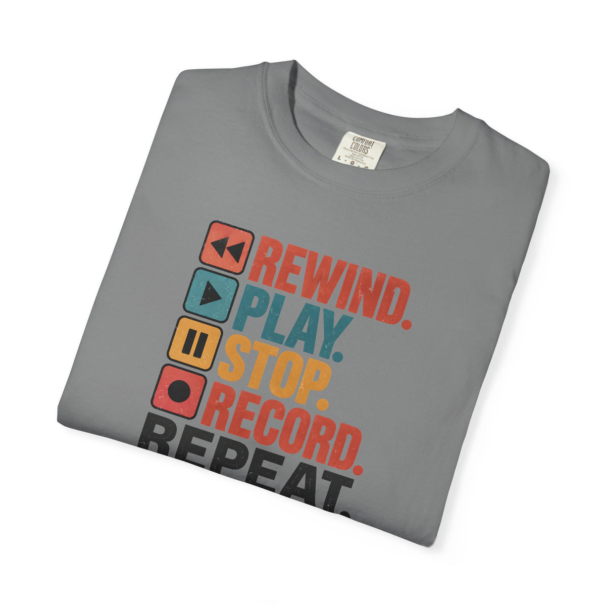 Rewind Play Stop Record Repeat Graphic Retro T-Shirt
