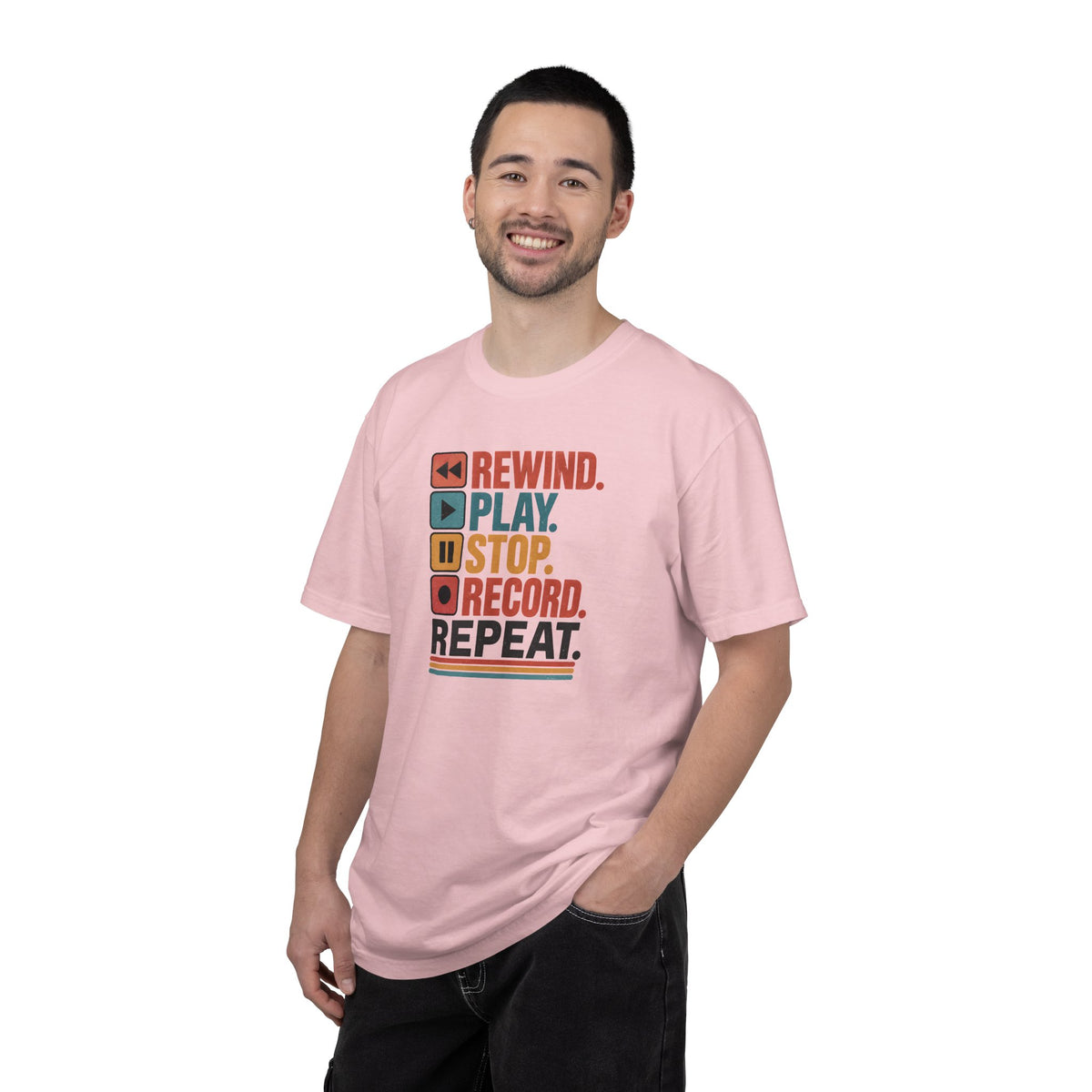 Rewind Play Stop Record Repeat Graphic Retro T-Shirt