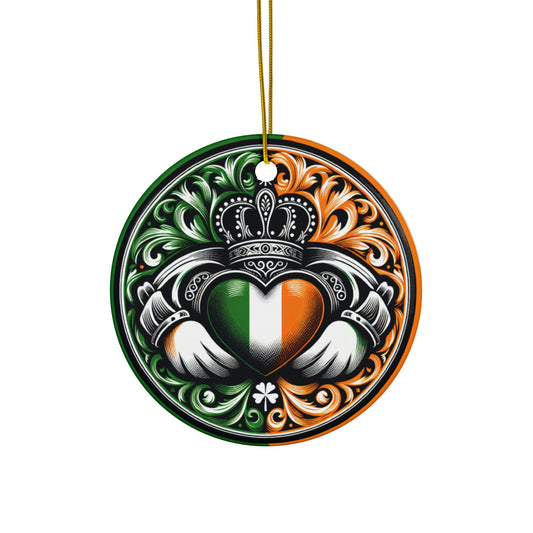 Irish Claddagh Ireland Heritage Ceramic Ornaments, 2-Side Print, (1pc, 3pcs, 5pcs, 10pcs)