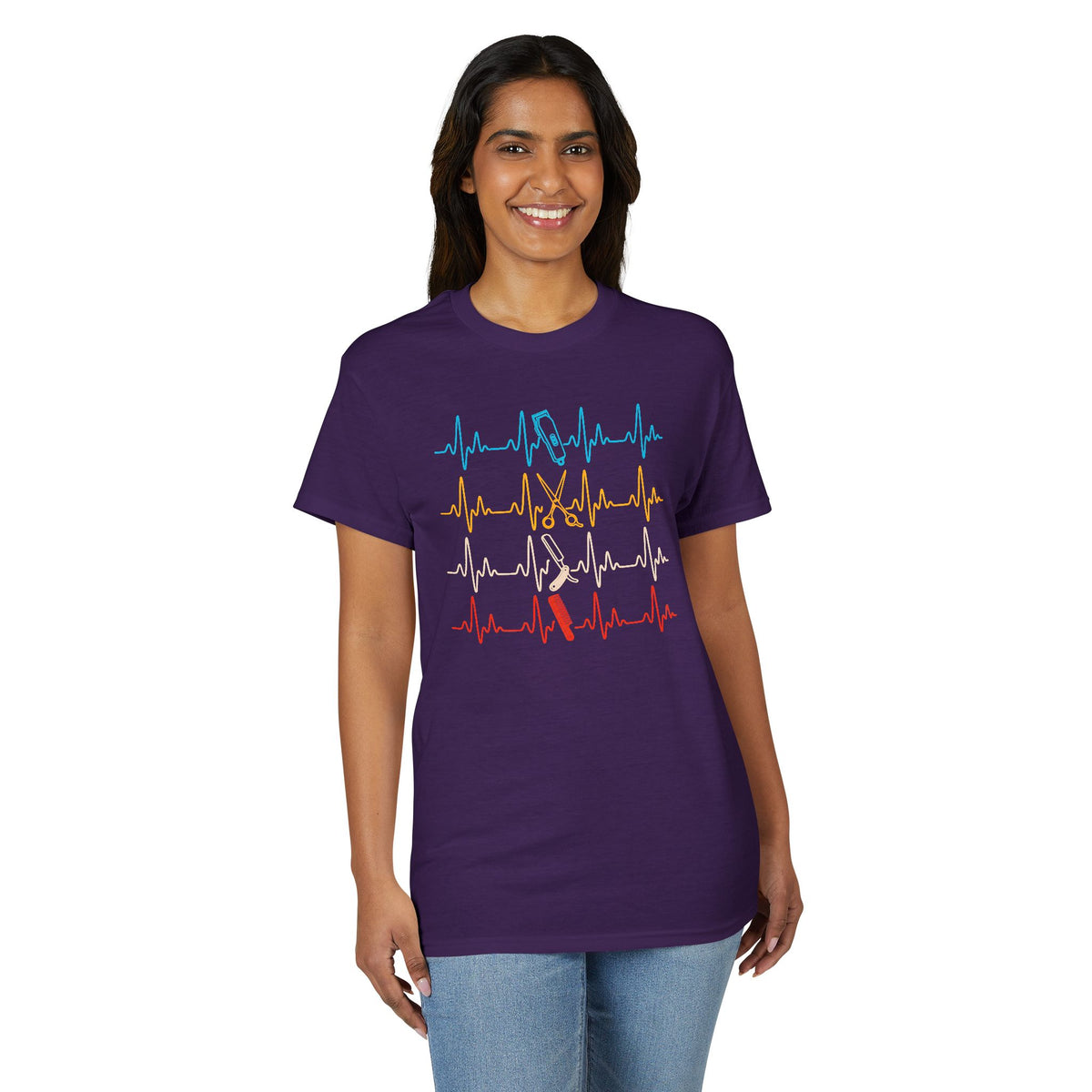 Colorful Heartbeat Barber Stylist Tools Scissors fun Tee T-Shirt