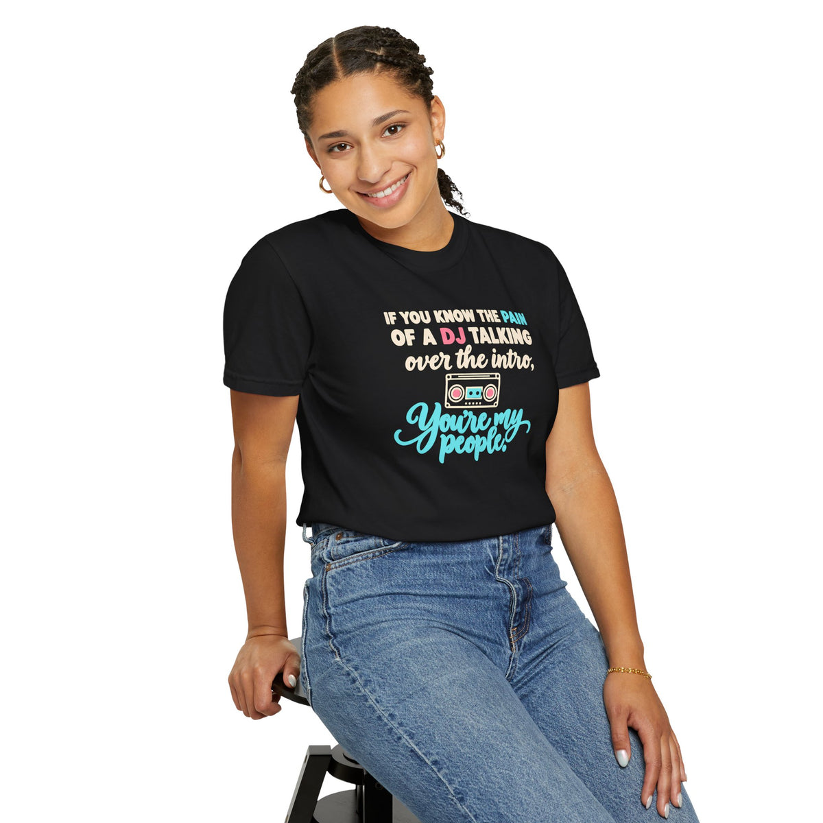 Unisex Garment-Dyed T-shirt retro mixed tape DJ