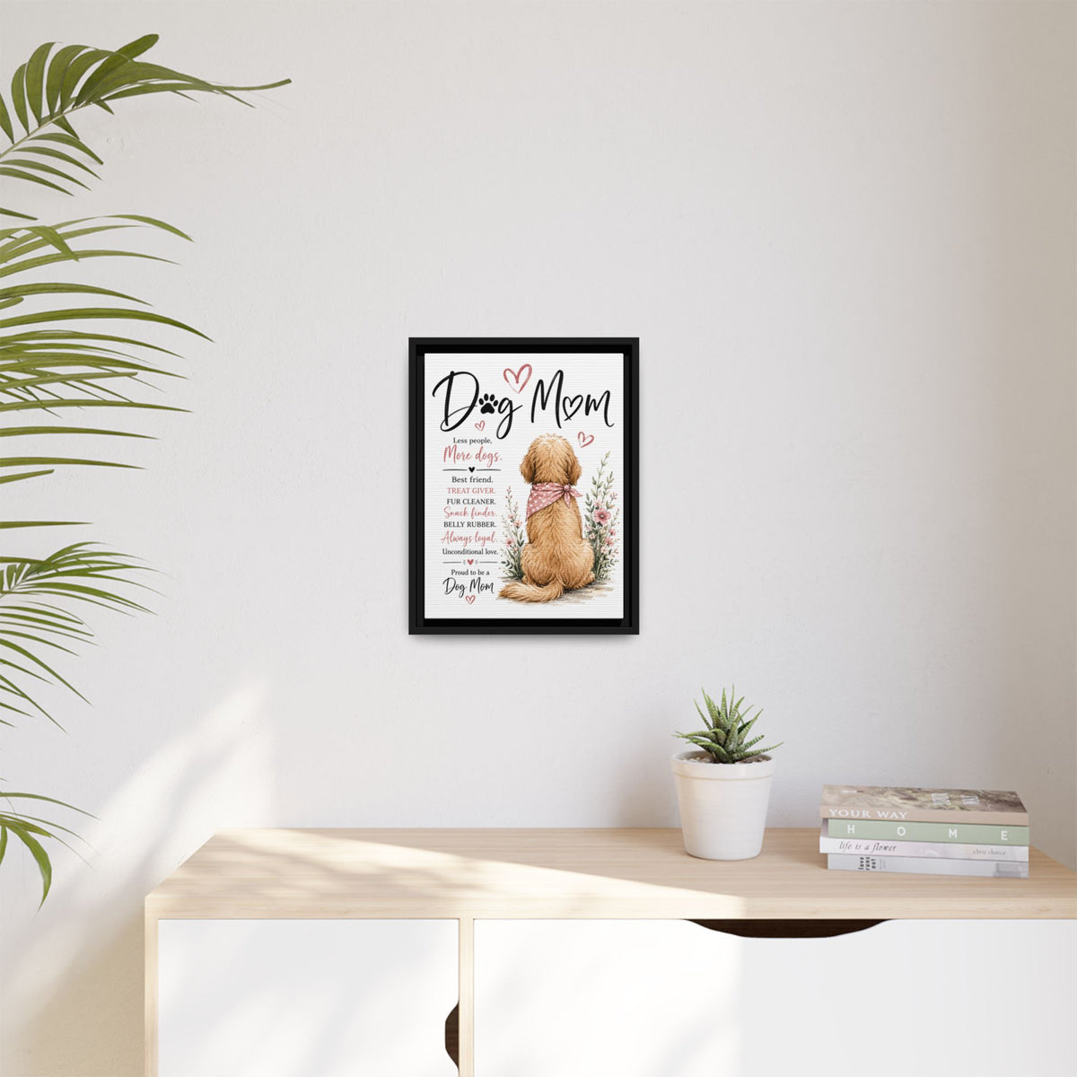 Dog Mom Matte Canvas Picture Choice of Size Frame Color