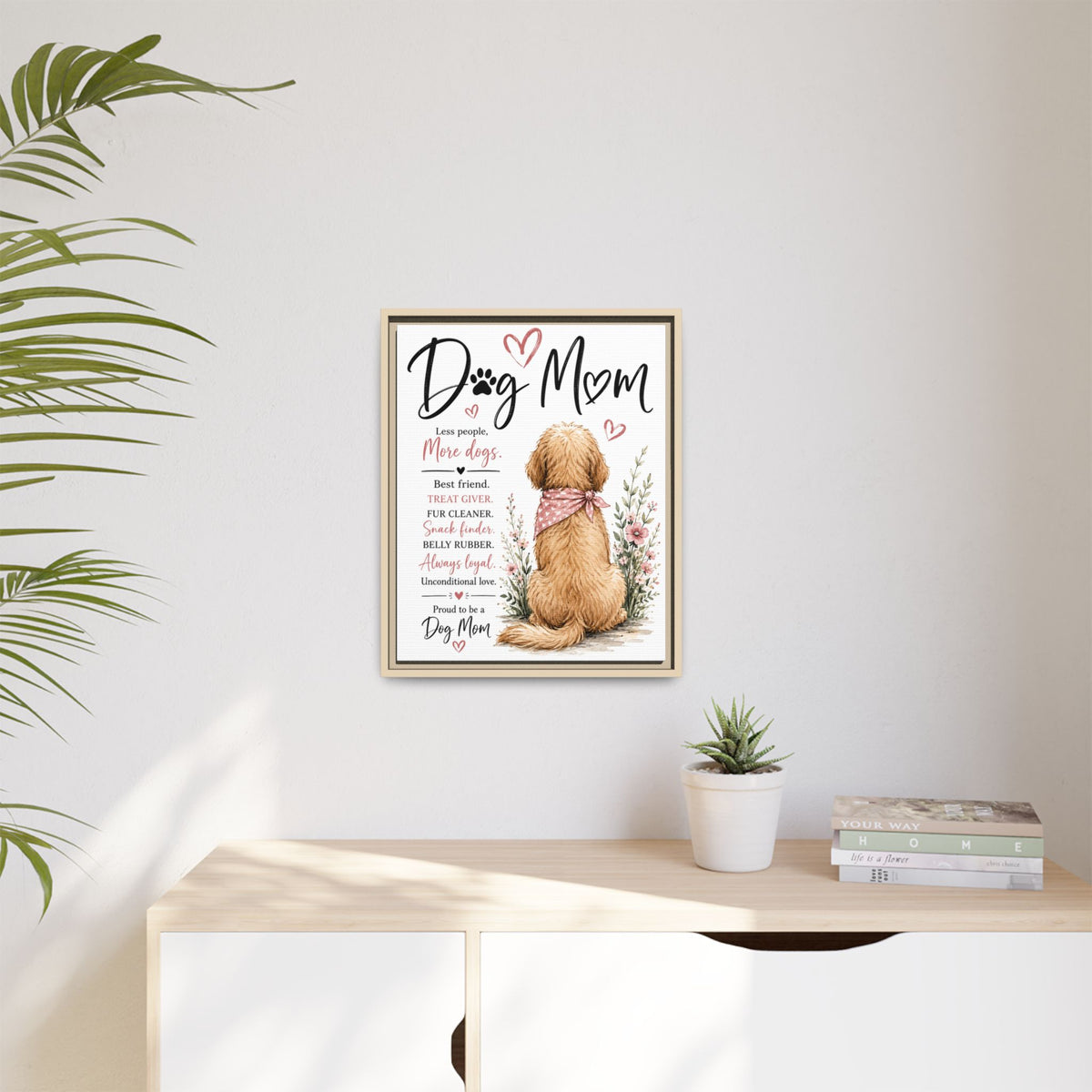 Dog Mom Matte Canvas Picture Choice of Size Frame Color