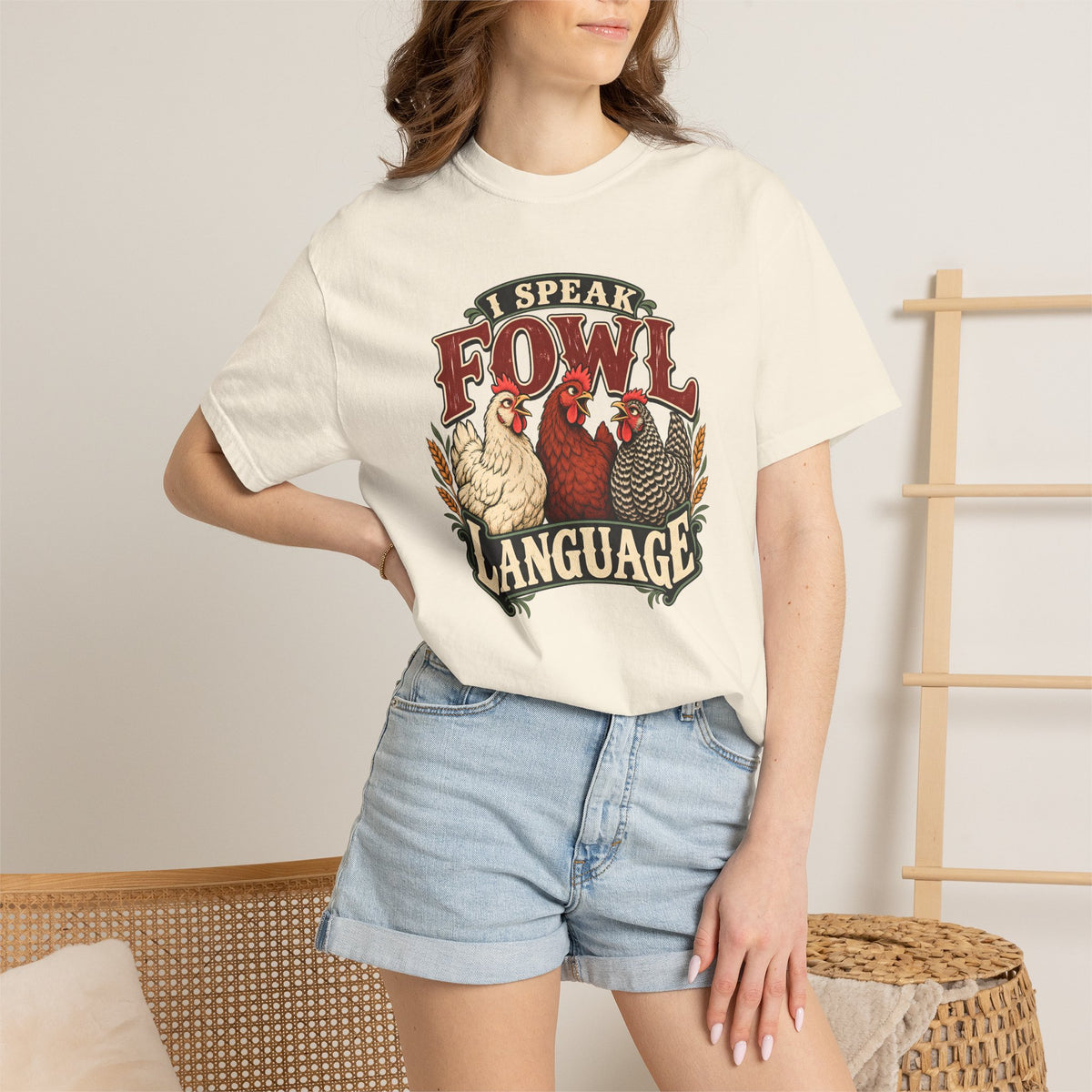 I Speak Fowl Language Graphic T-Shirt Short Sleeve Shirt