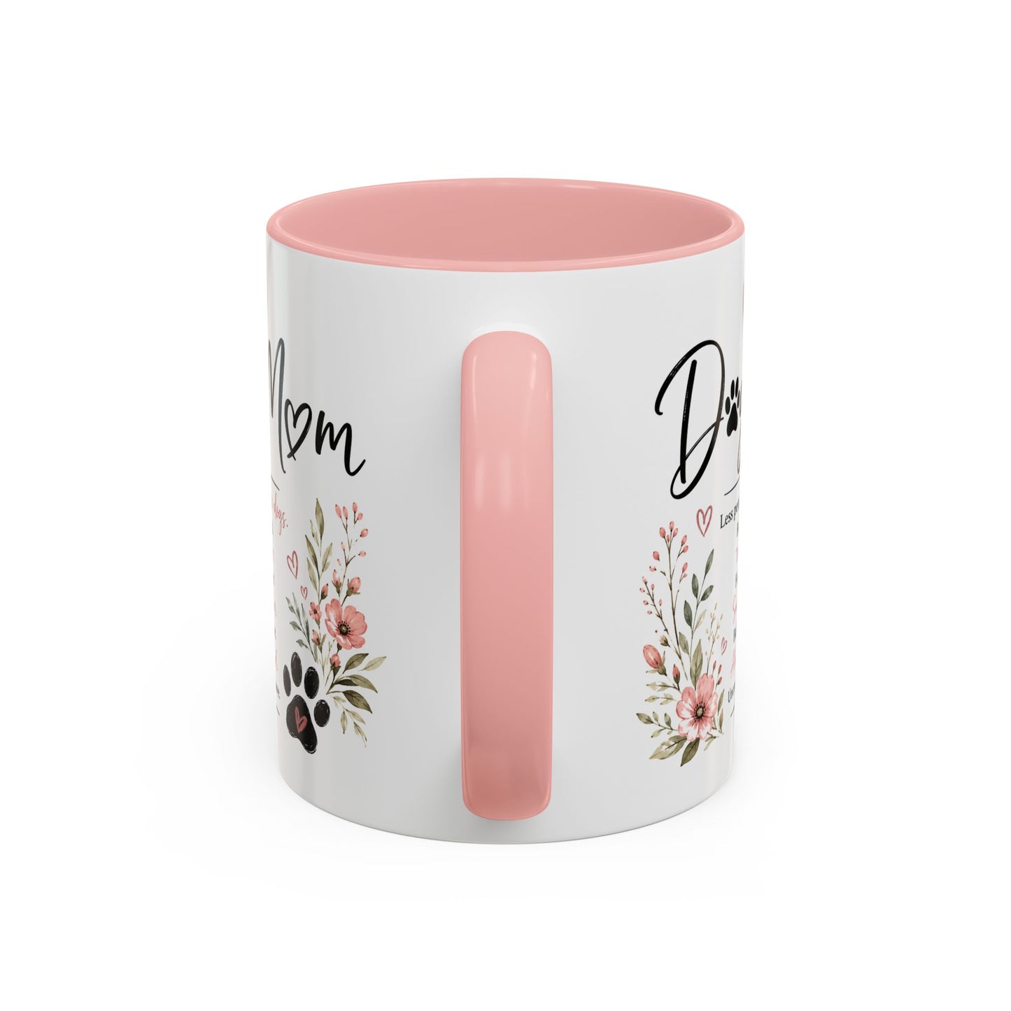 Dog Mom Floral Accent Coffee Mug — "Dog Mom" Paw Print Gift (11/15oz)