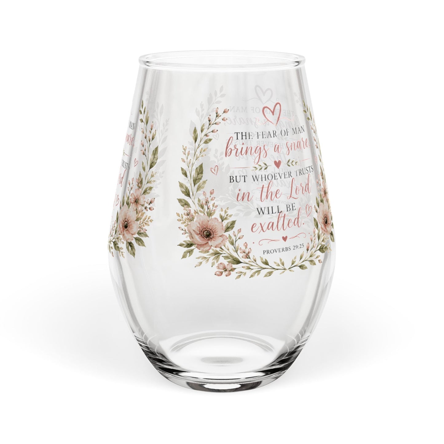 Proverbs 29:25 Bible Prayer Verse Stemless Wine Glass, 11.75oz