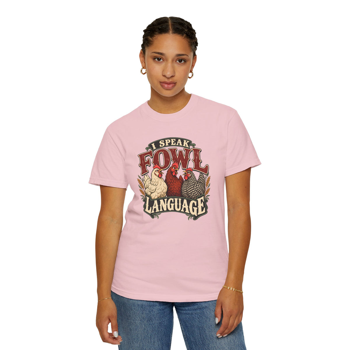 I Speak Fowl Language Graphic T-Shirt Short Sleeve Shirt