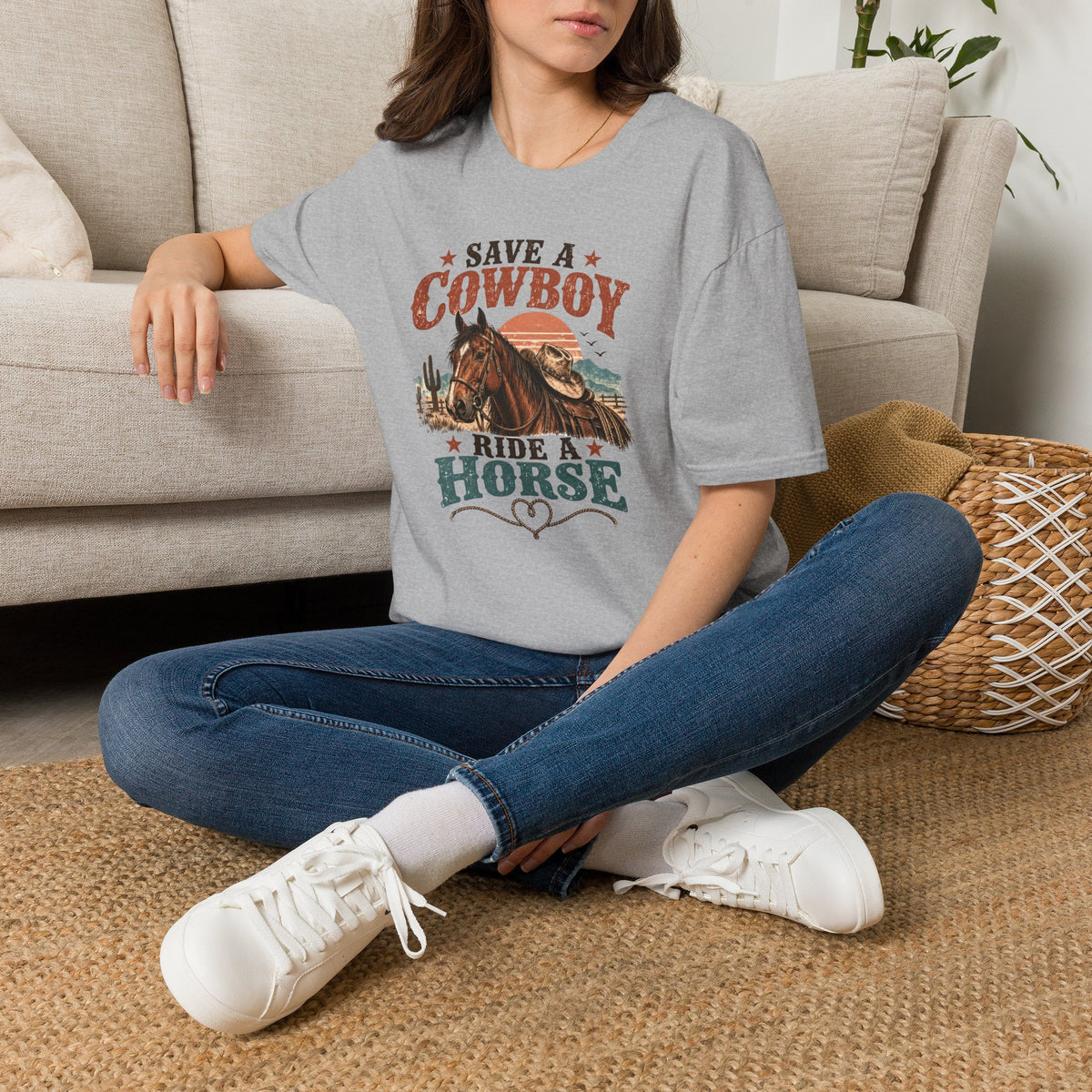 Save a Cowboy Ride a Horse T-Shirt — Western Horse Lover Graphic Tee