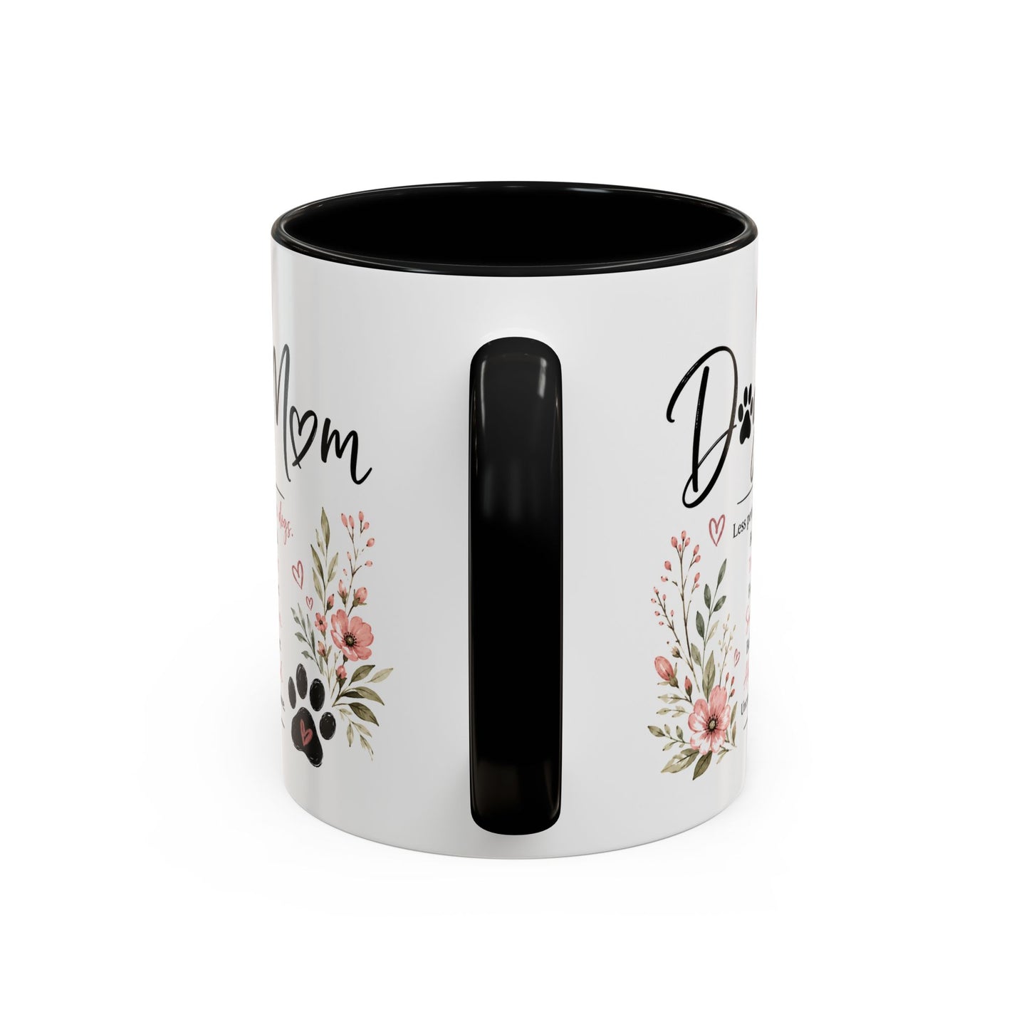 Dog Mom Floral Accent Coffee Mug — "Dog Mom" Paw Print Gift (11/15oz)