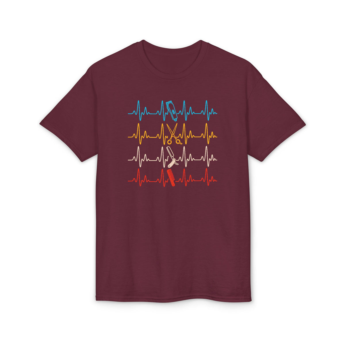 Colorful Heartbeat Barber Stylist Tools Scissors fun Tee T-Shirt