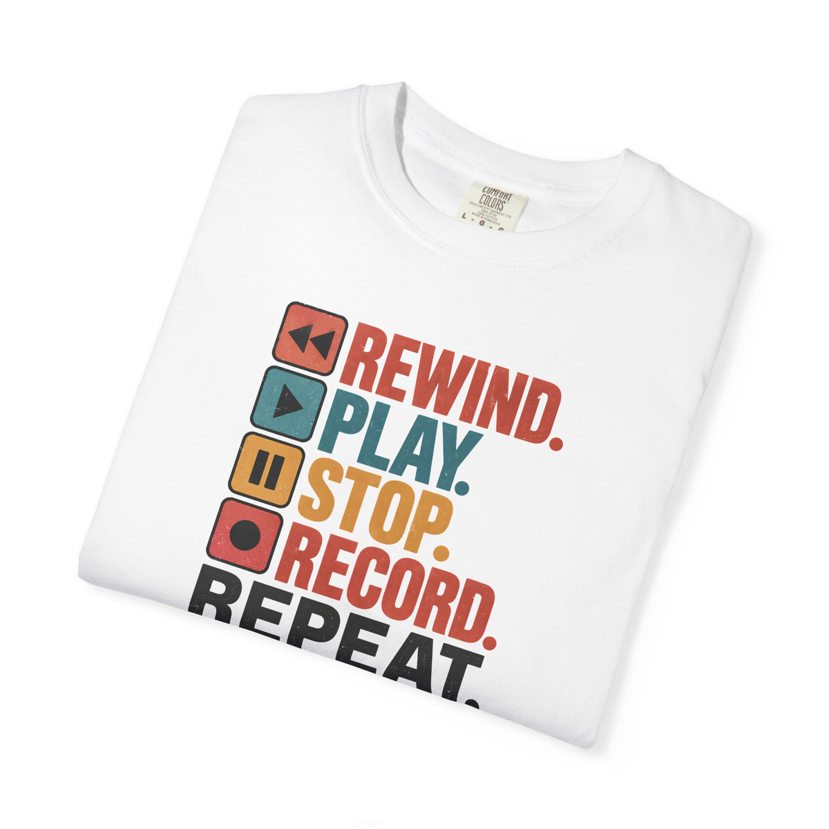 Rewind Play Stop Record Repeat Graphic Retro T-Shirt