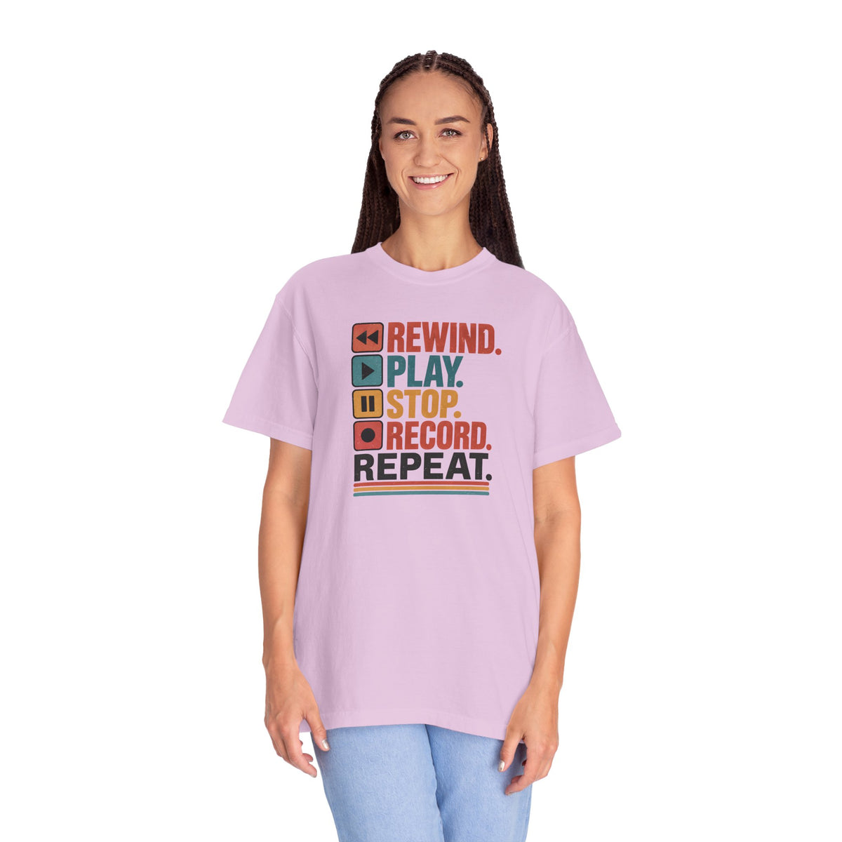 Rewind Play Stop Record Repeat Graphic Retro T-Shirt