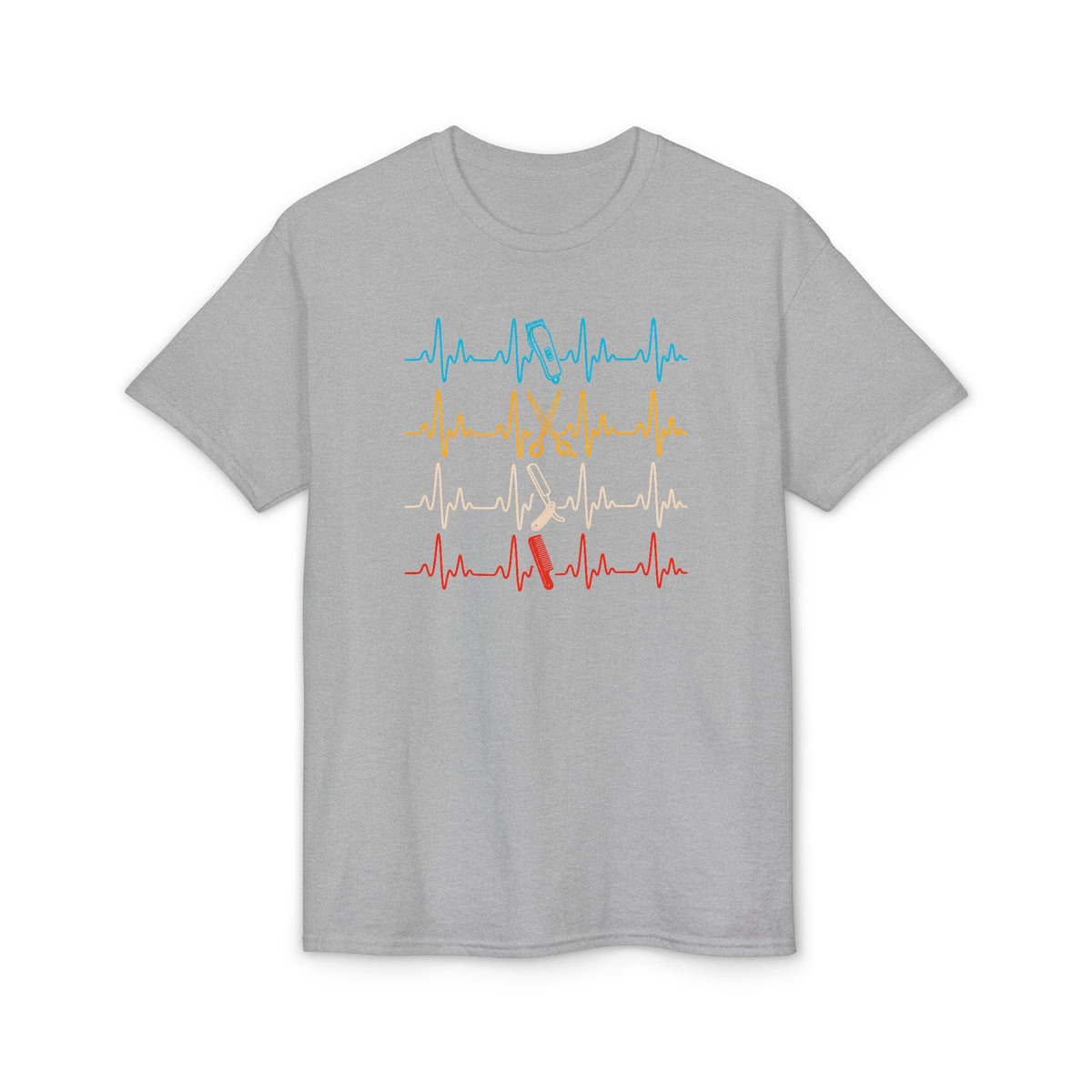 Colorful Heartbeat Barber Stylist Tools Scissors fun Tee T-Shirt