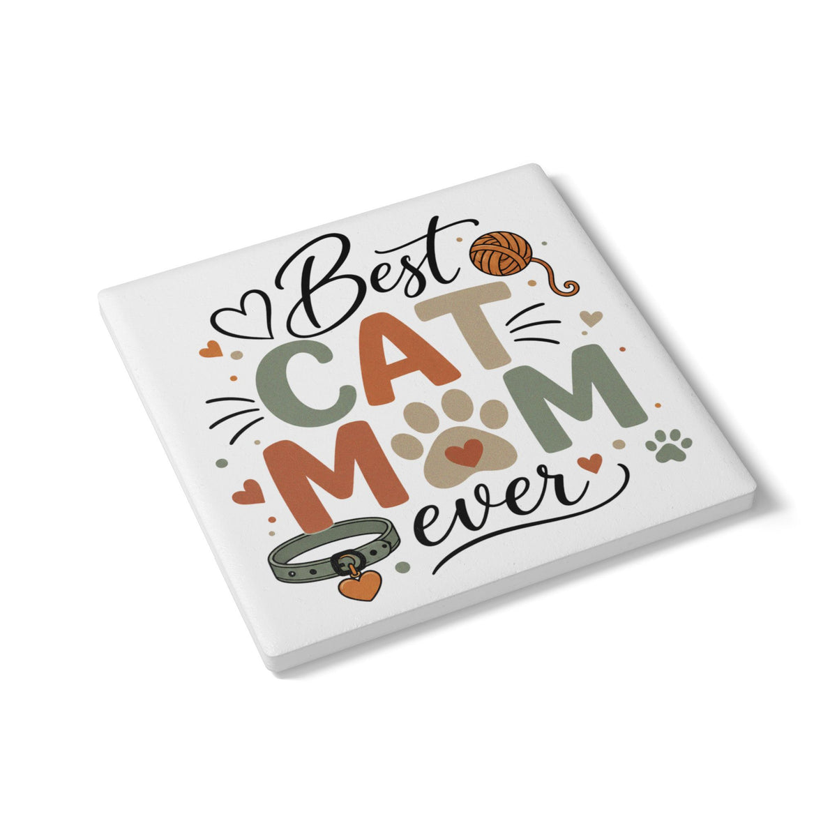Best Cat Mom Ever Ceramic Coaster Pet Lover Gift