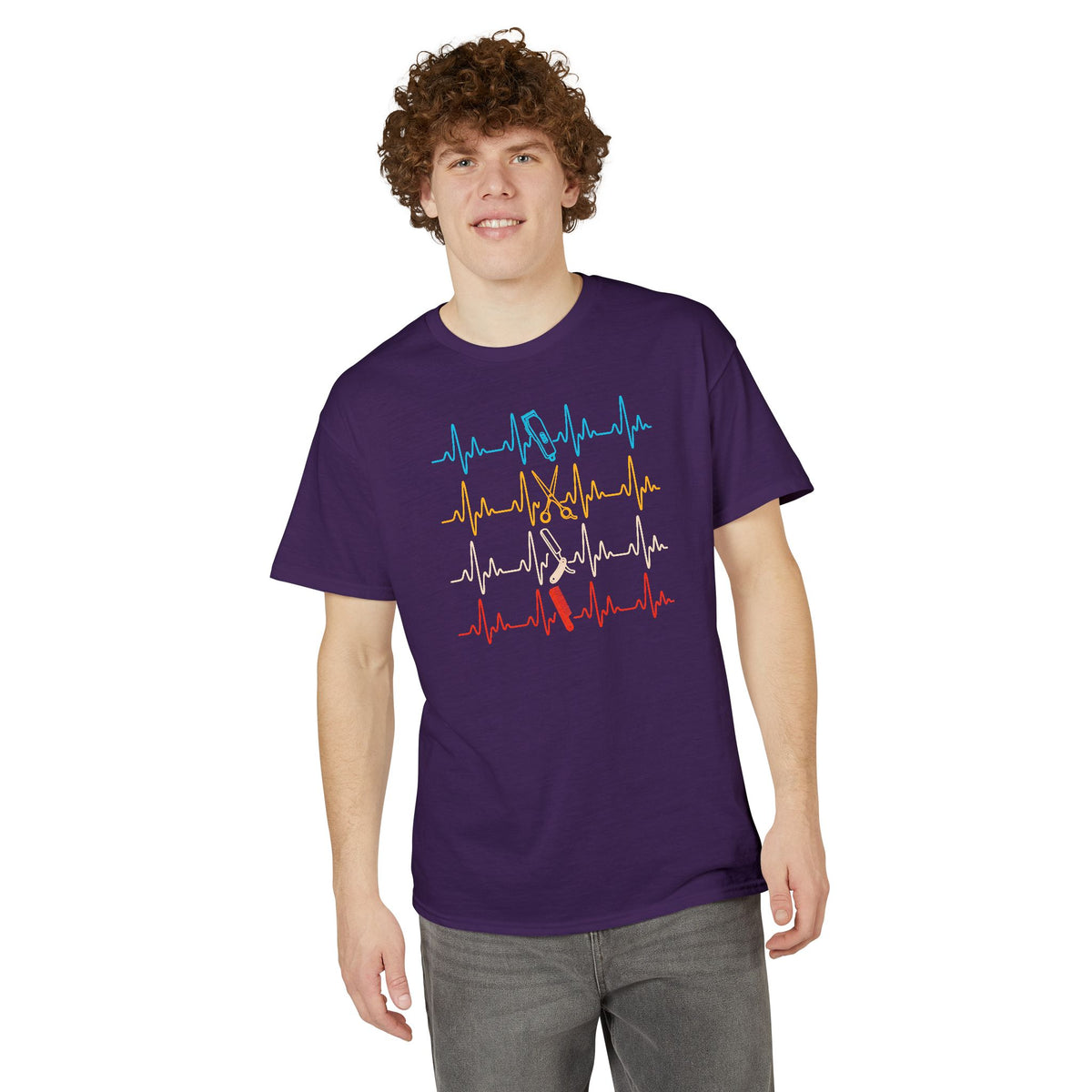 Colorful Heartbeat Barber Stylist Tools Scissors fun Tee T-Shirt