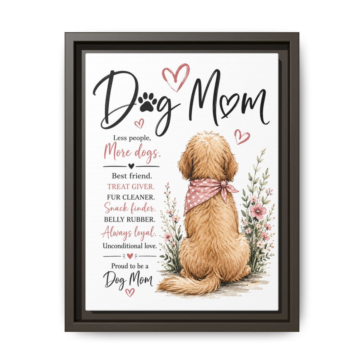 Dog Mom Matte Canvas Picture Choice of Size Frame Color