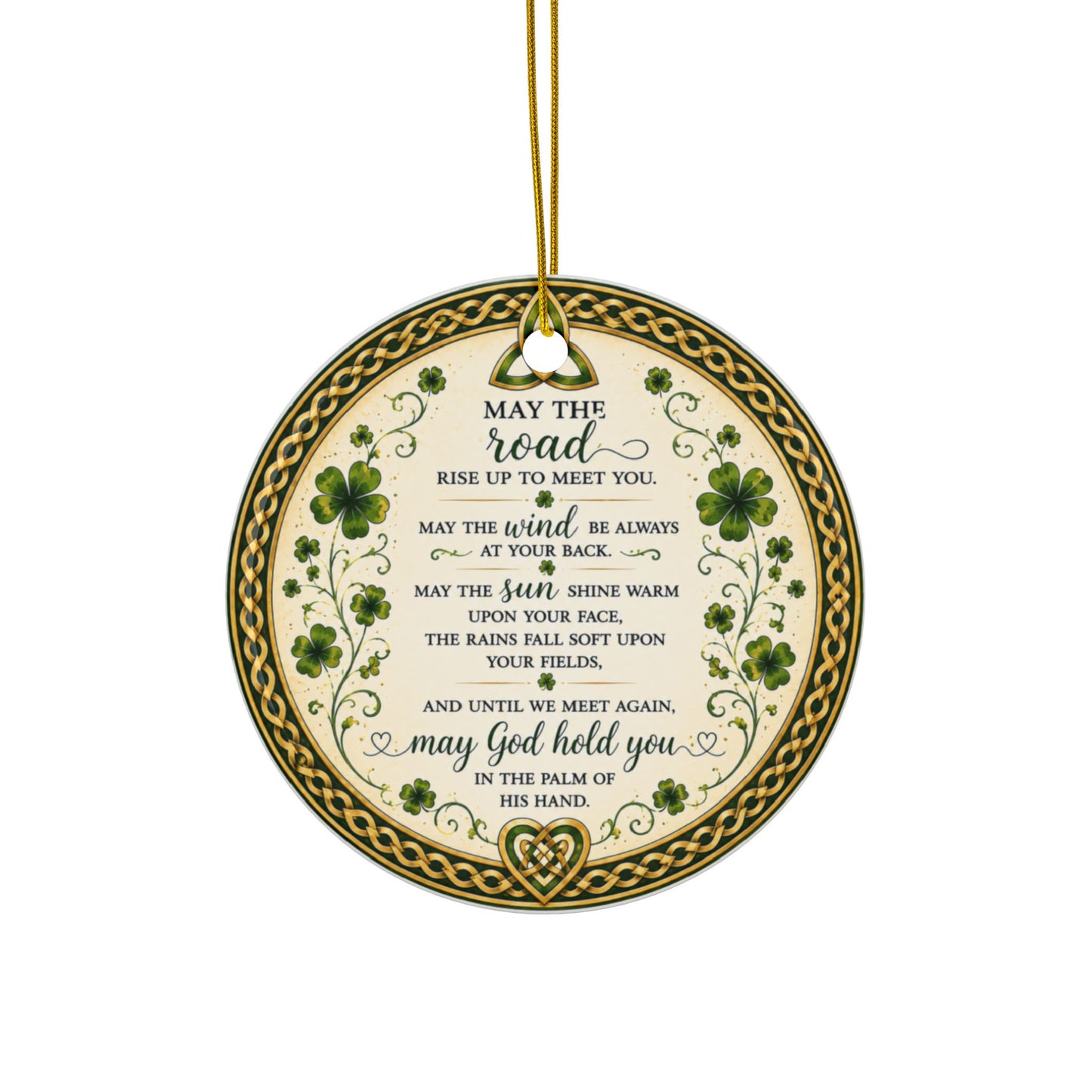 Irish Blessing Ceramic Ornament Decoration— May the Road Rise Up to Meet You (Two-Sided)