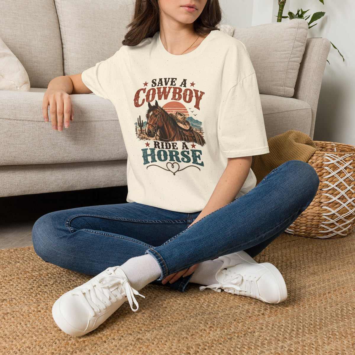 Save a Cowboy Ride a Horse T-Shirt — Western Horse Lover Graphic Tee