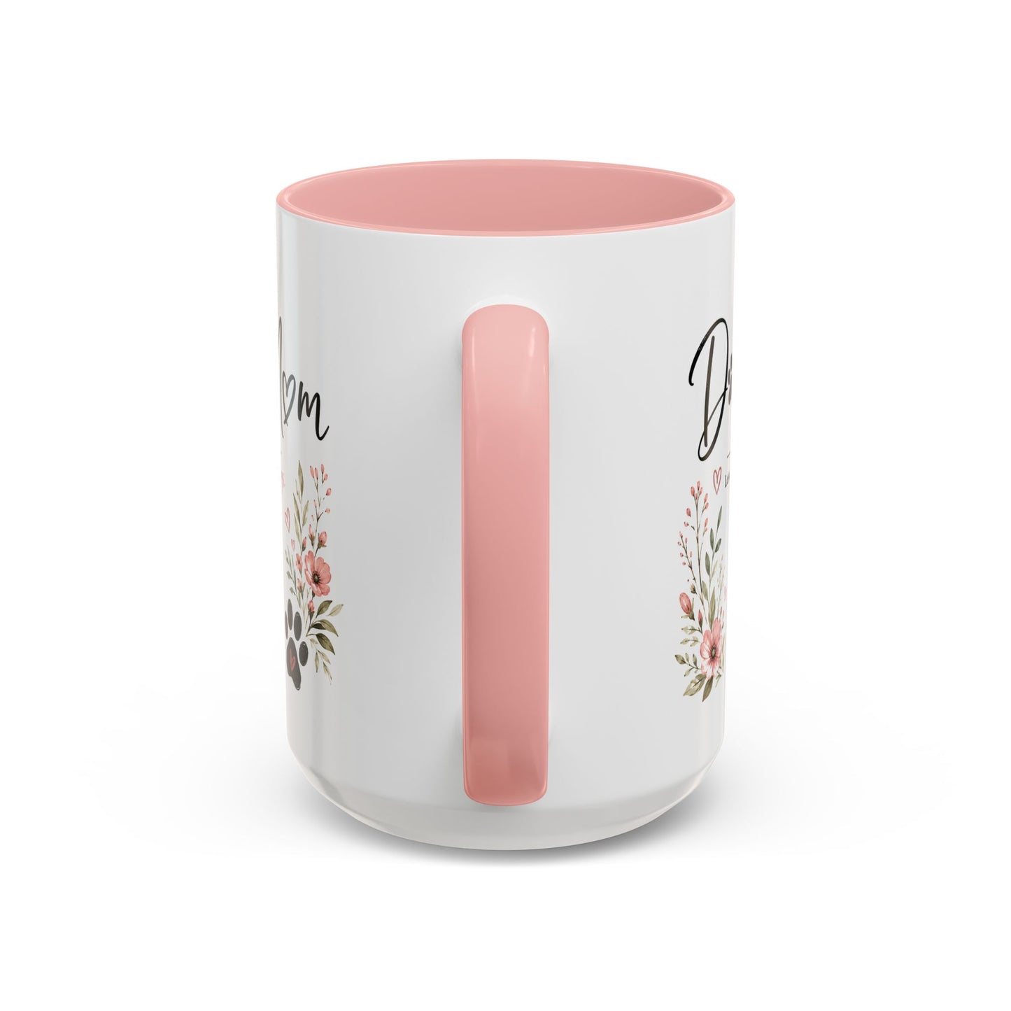 Dog Mom Floral Accent Coffee Mug — "Dog Mom" Paw Print Gift (11/15oz)