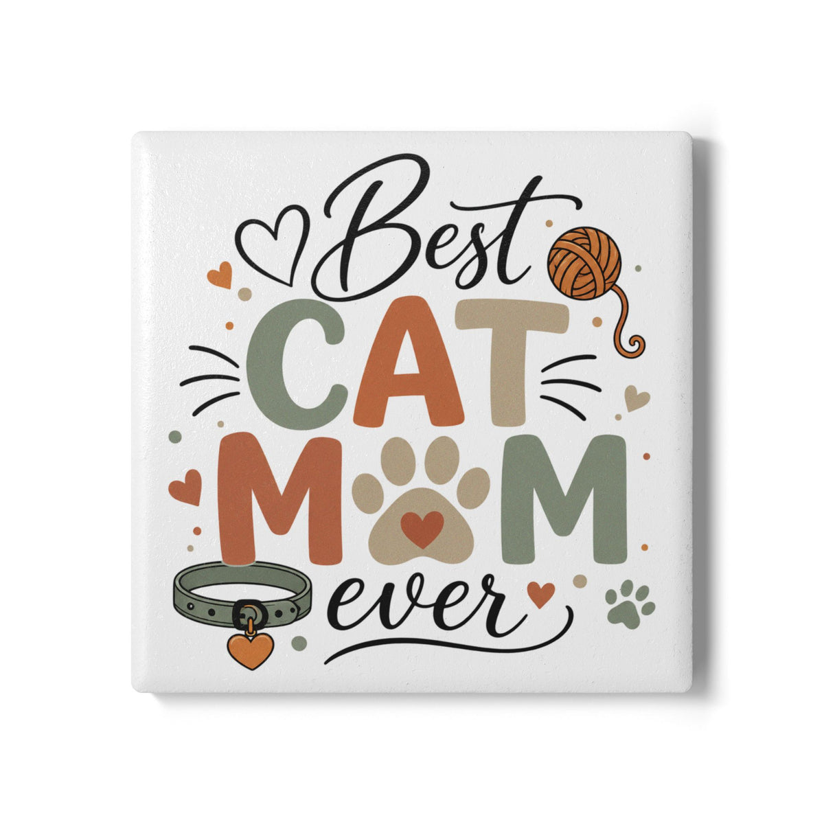 Best Cat Mom Ever Ceramic Coaster Pet Lover Gift