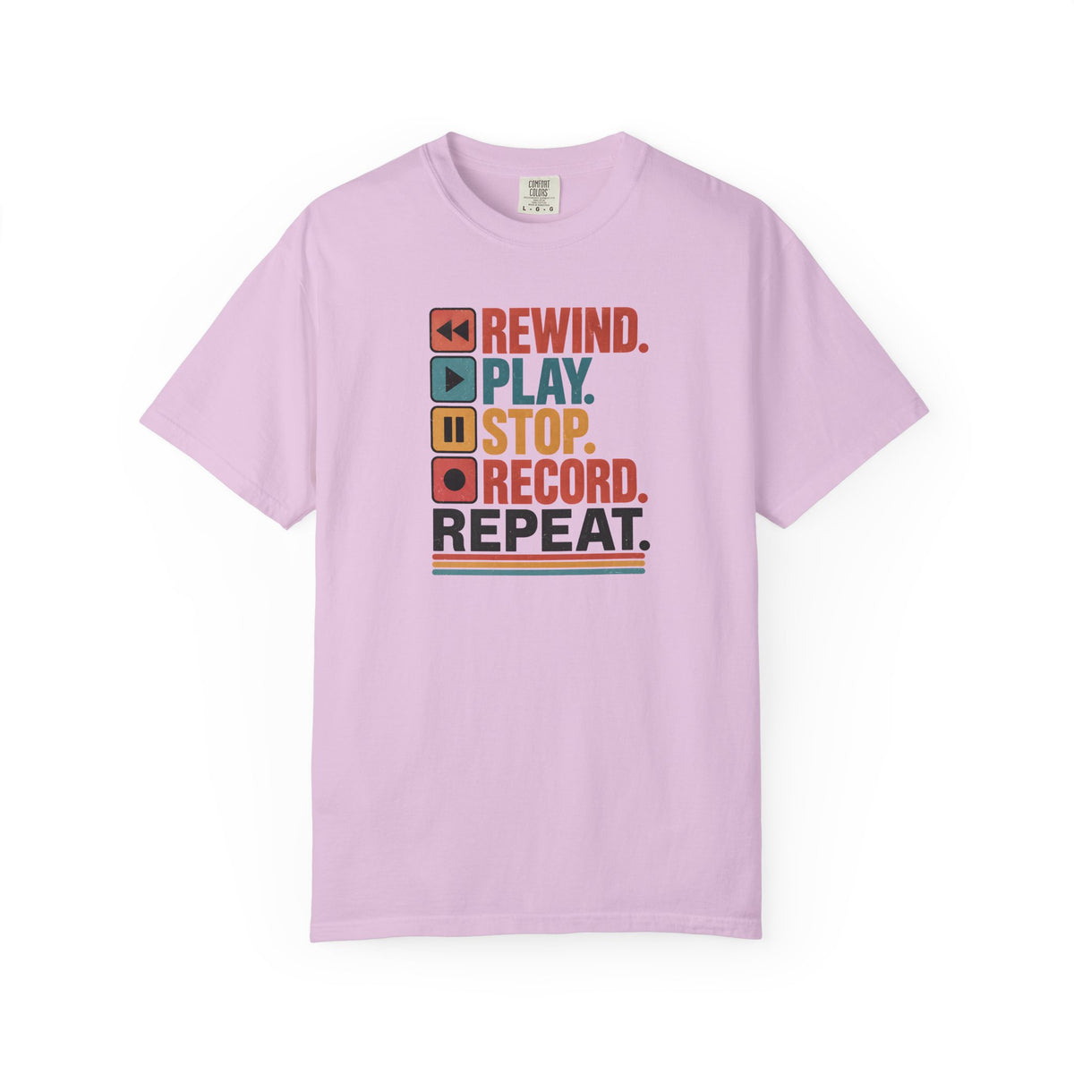 Rewind Play Stop Record Repeat Graphic Retro T-Shirt