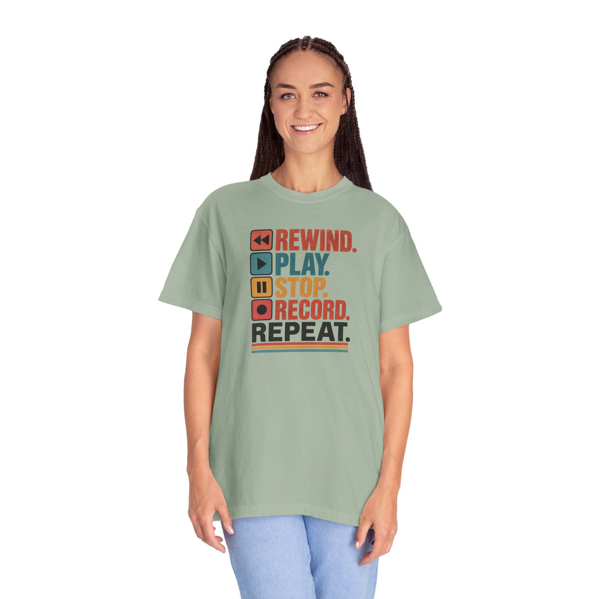 Rewind Play Stop Record Repeat Graphic Retro T-Shirt