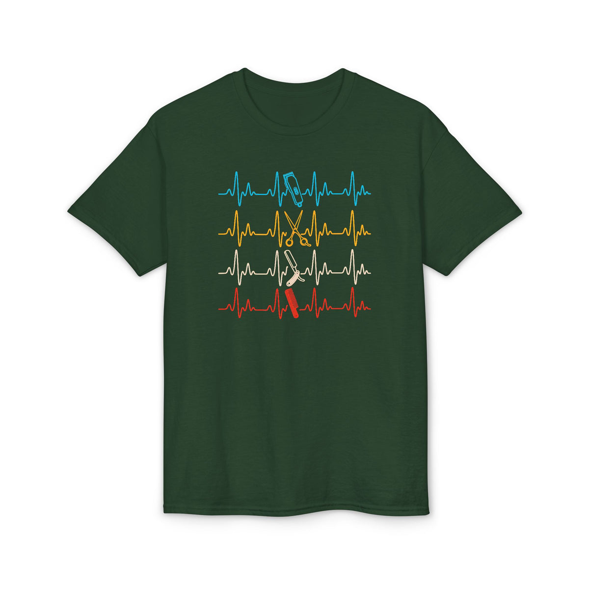 Colorful Heartbeat Barber Stylist Tools Scissors fun Tee T-Shirt