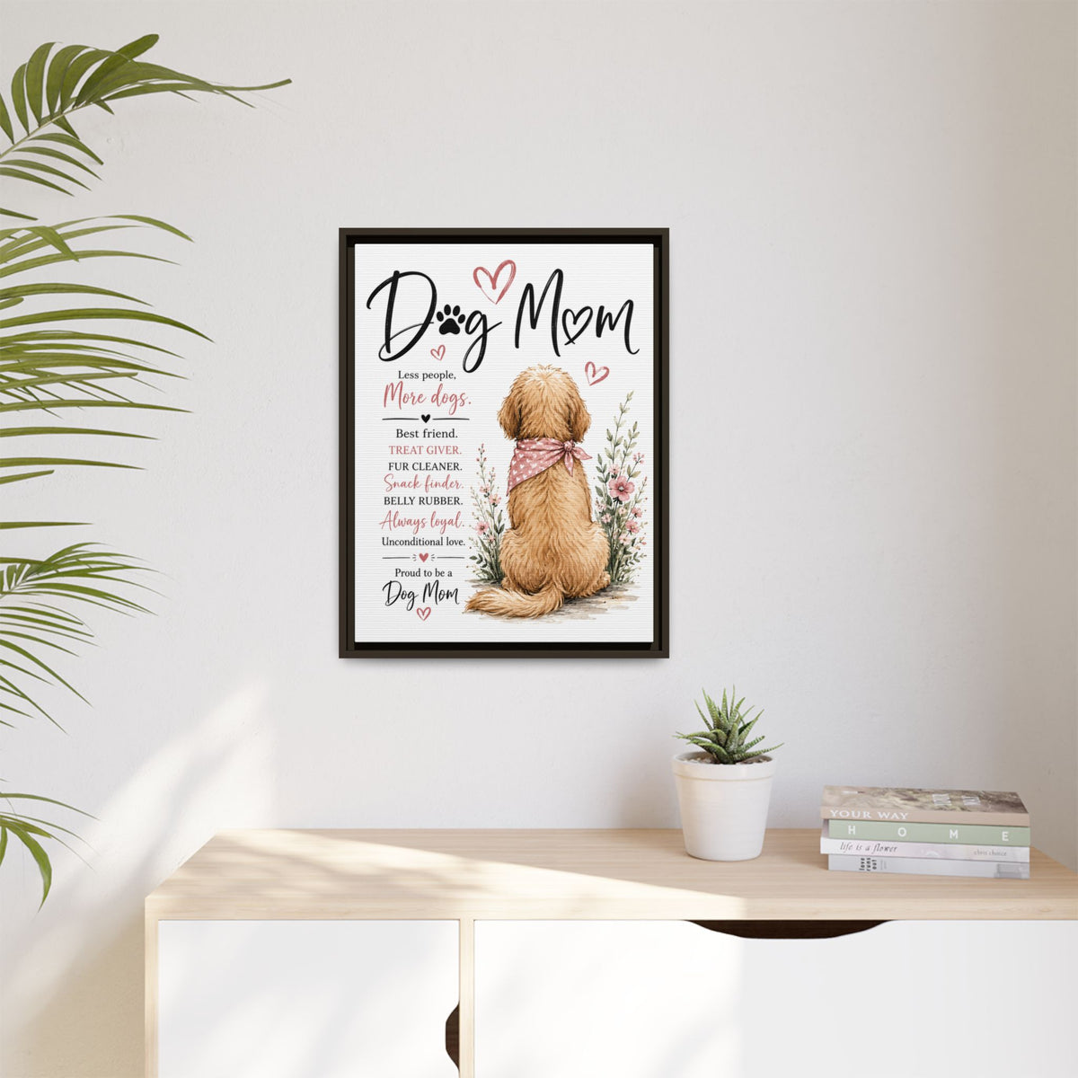 Dog Mom Matte Canvas Picture Choice of Size Frame Color