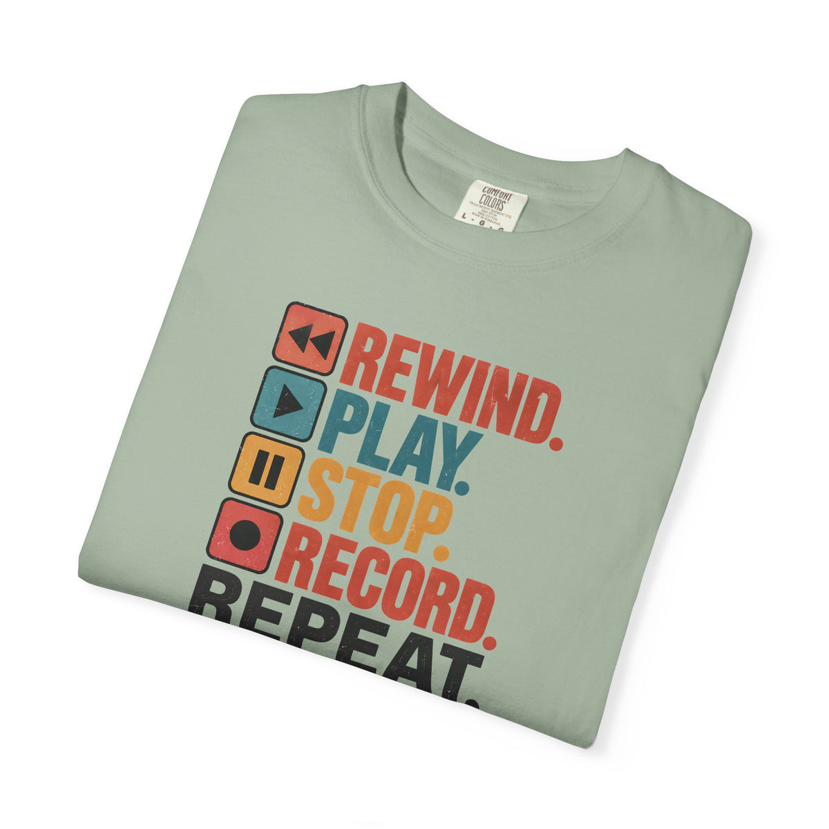 Rewind Play Stop Record Repeat Graphic Retro T-Shirt