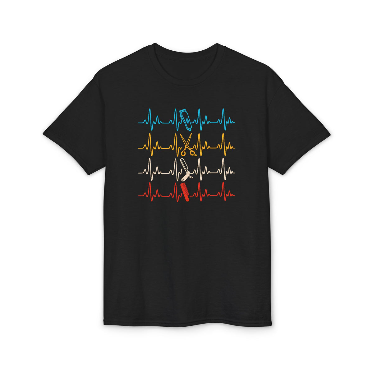 Colorful Heartbeat Barber Stylist Tools Scissors fun Tee T-Shirt