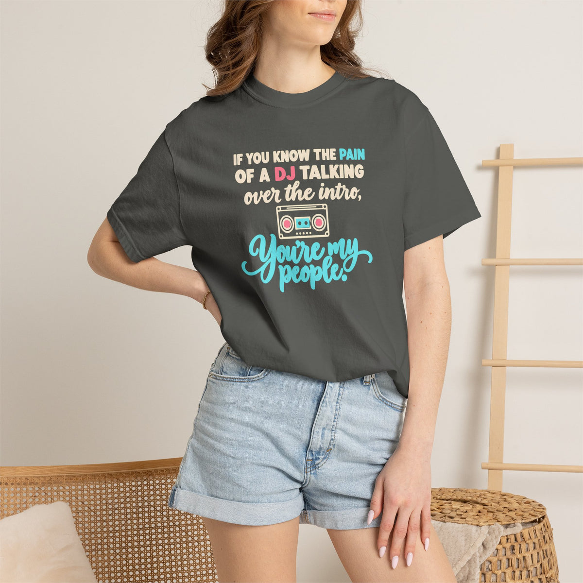 Unisex Garment-Dyed T-shirt retro mixed tape DJ