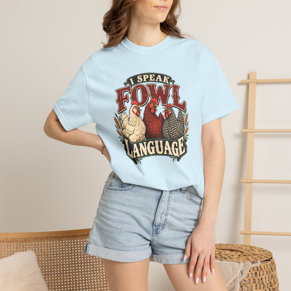I Speak Fowl Language Graphic T-Shirt Short Sleeve Shirt