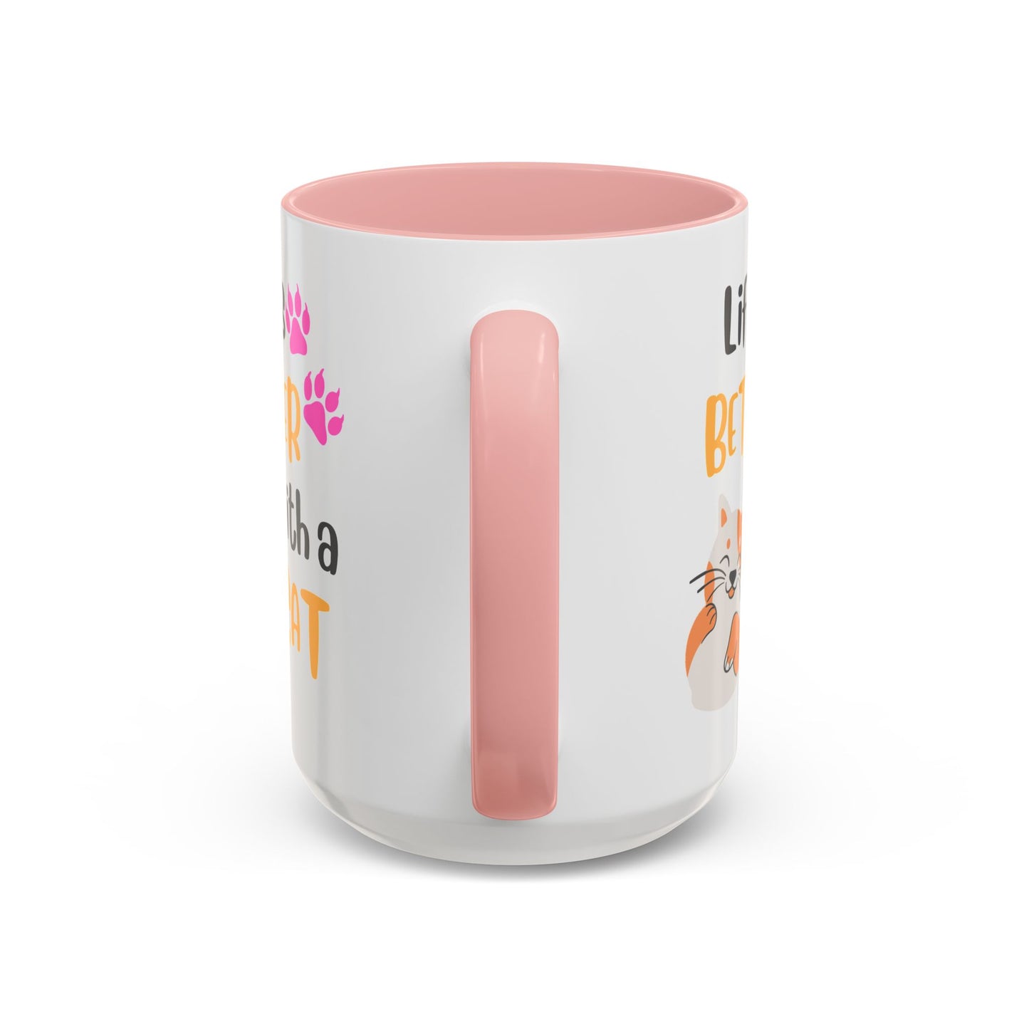 Cat Lover Coffee Mug — "Life Is Better With a Cat" Accent Ceramic Mug (15oz)