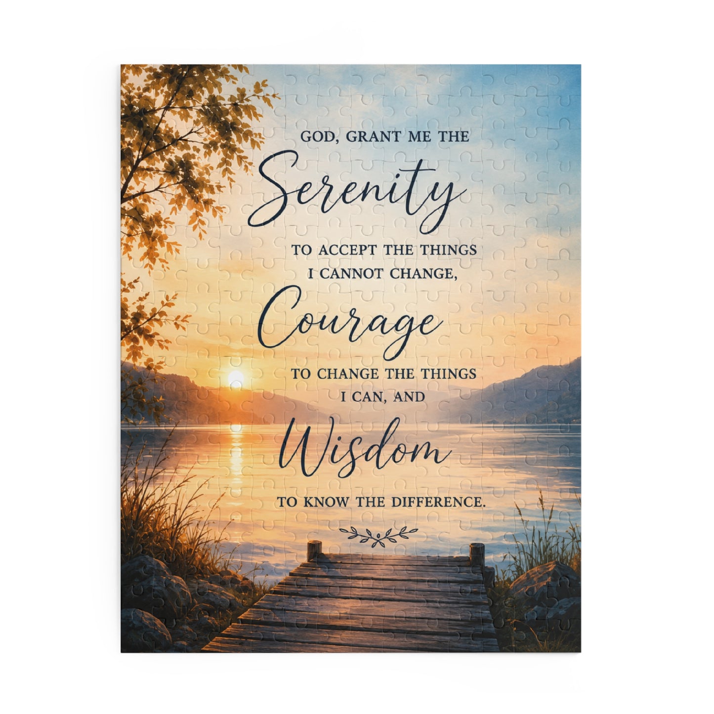 Serenity Prayer Sunset Puzzle — Inspirational 120/252/500-Piece Jigsaw