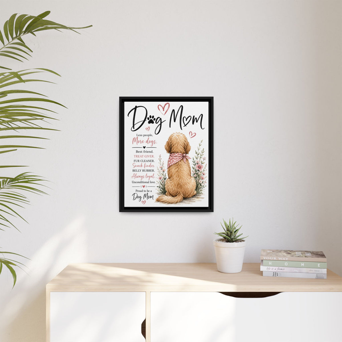 Dog Mom Matte Canvas Picture Choice of Size Frame Color