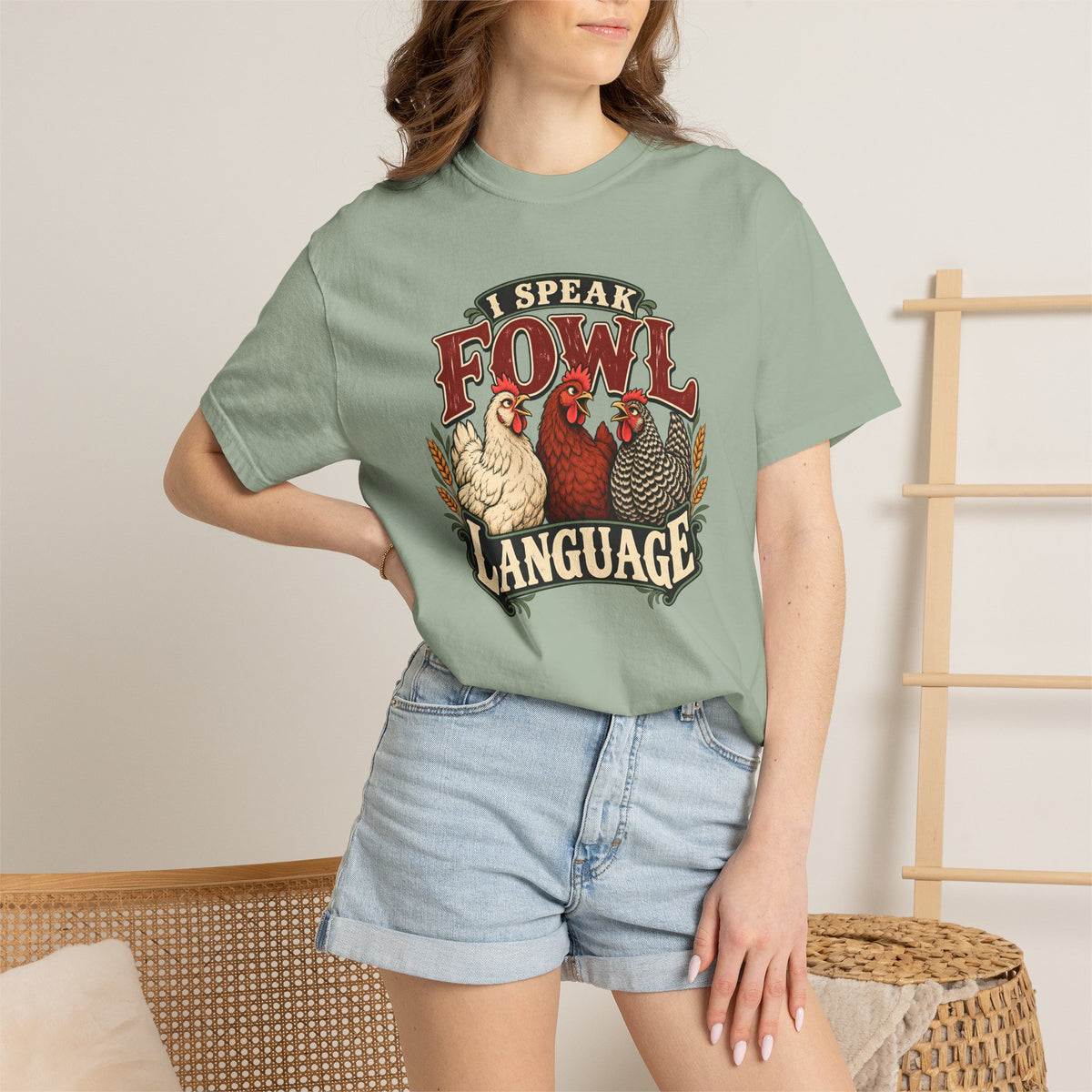 I Speak Fowl Language Graphic T-Shirt Short Sleeve Shirt