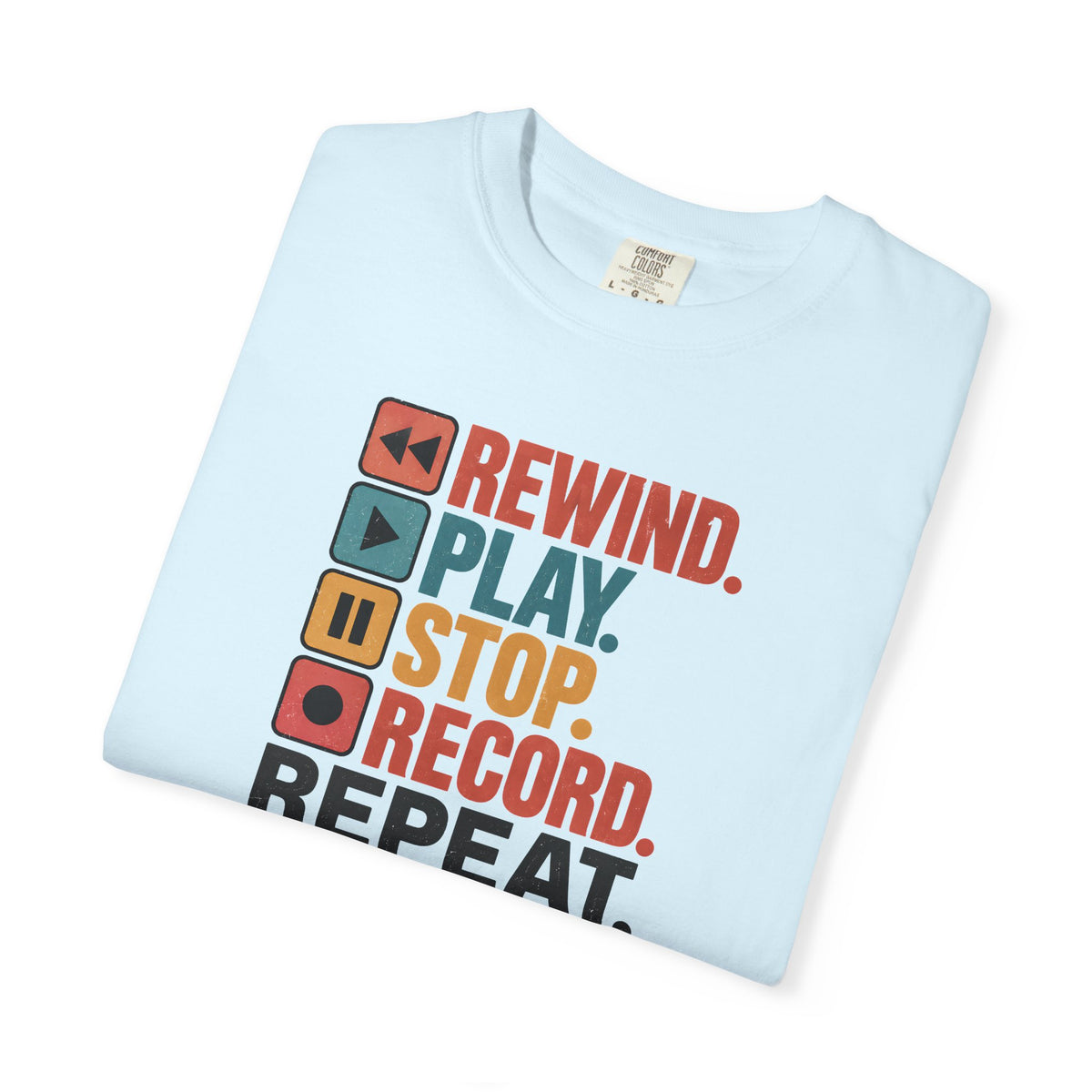 Rewind Play Stop Record Repeat Graphic Retro T-Shirt