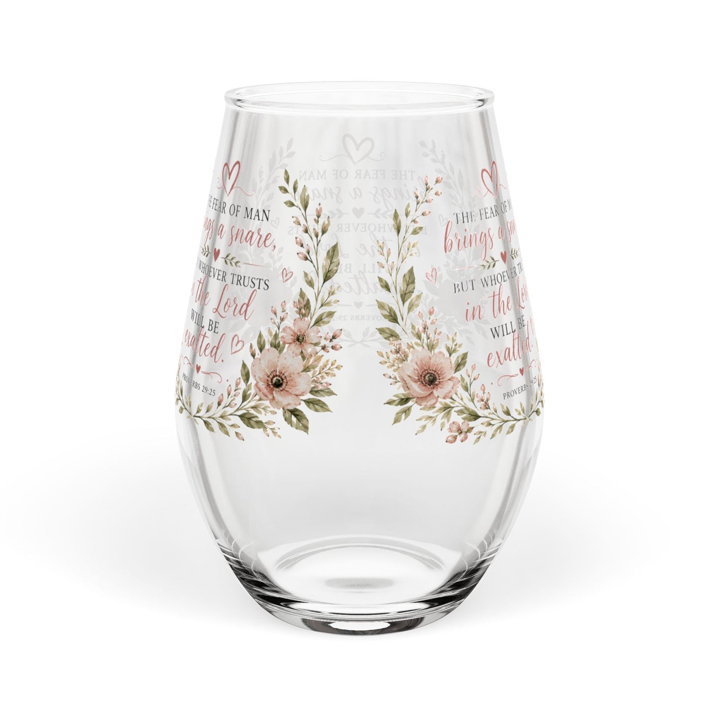 Proverbs 29:25 Bible Prayer Verse Stemless Wine Glass, 11.75oz