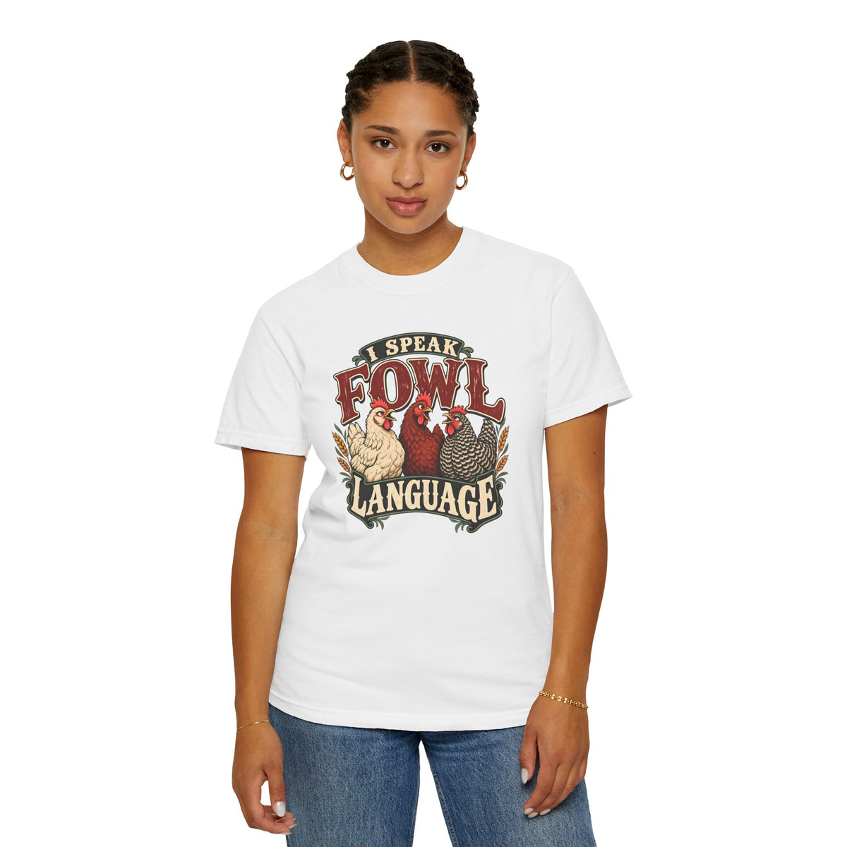 I Speak Fowl Language Graphic T-Shirt Short Sleeve Shirt