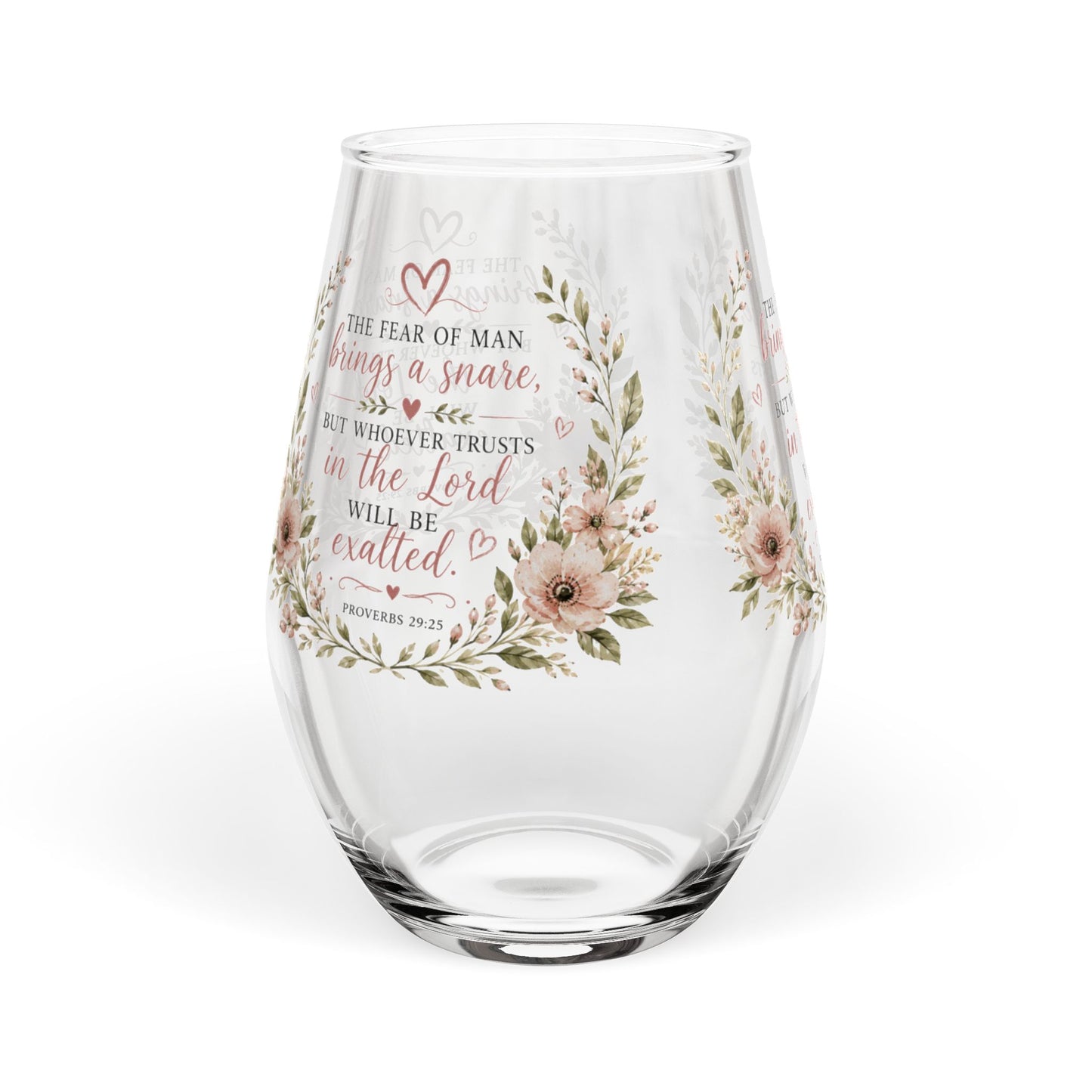 Proverbs 29:25 Bible Prayer Verse Stemless Wine Glass, 11.75oz