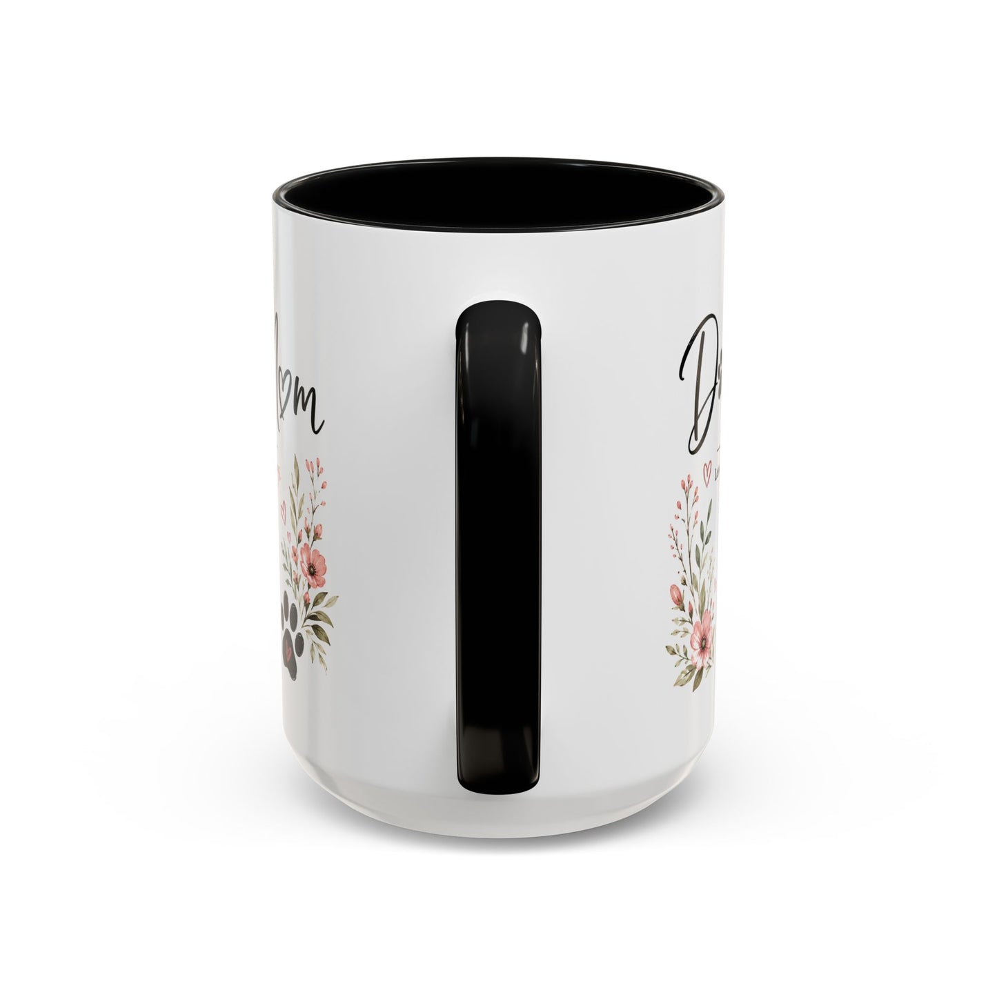 Dog Mom Floral Accent Coffee Mug — "Dog Mom" Paw Print Gift (11/15oz)