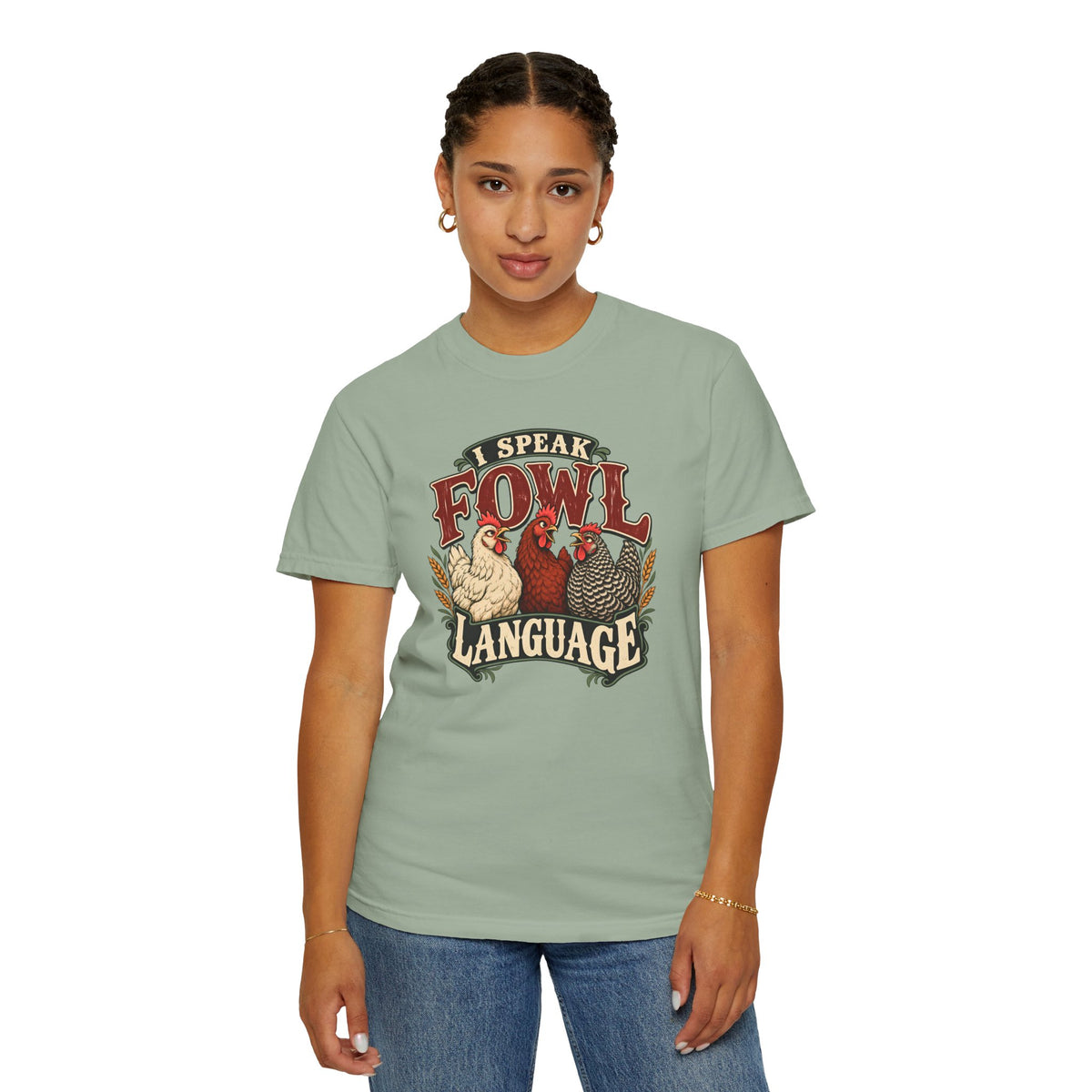 I Speak Fowl Language Graphic T-Shirt Short Sleeve Shirt