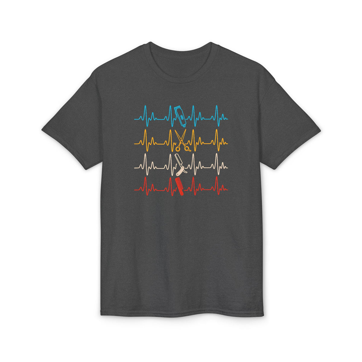 Colorful Heartbeat Barber Stylist Tools Scissors fun Tee T-Shirt