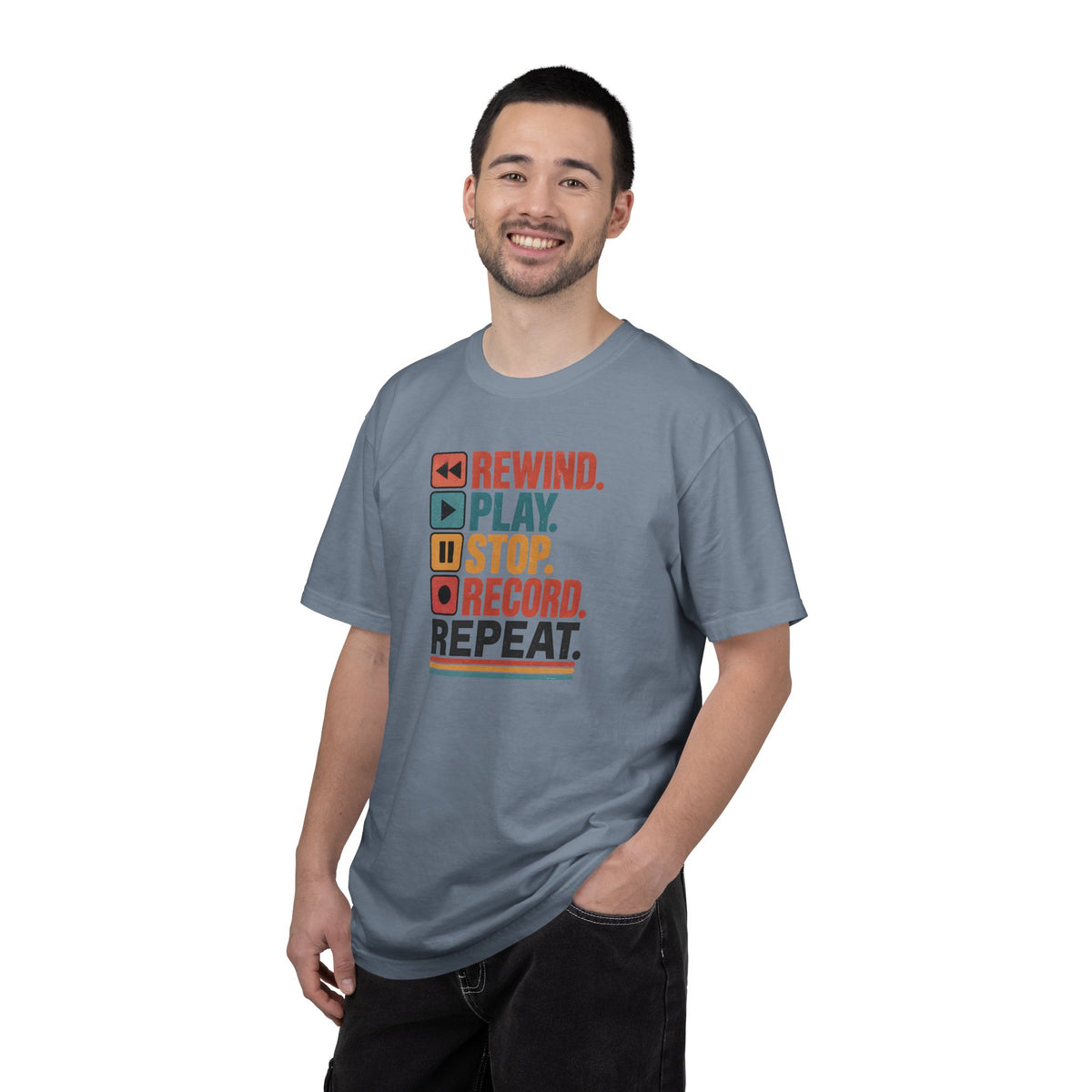Rewind Play Stop Record Repeat Graphic Retro T-Shirt
