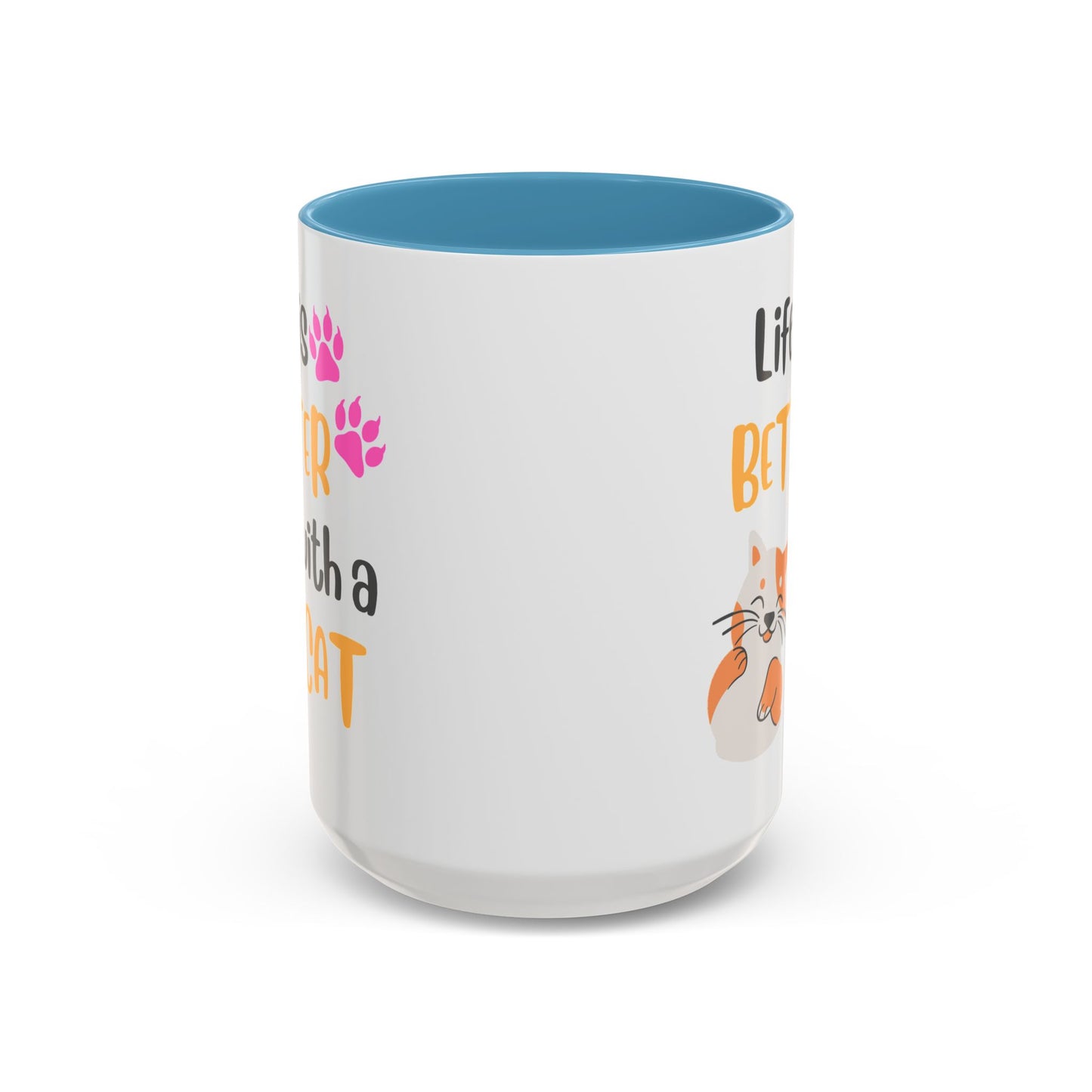 Cat Lover Coffee Mug — "Life Is Better With a Cat" Accent Ceramic Mug (15oz)