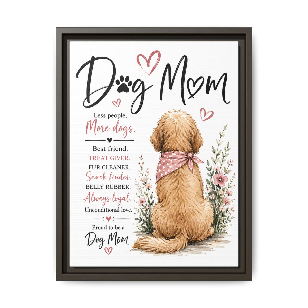 Dog Mom Matte Canvas Picture Choice of Size Frame Color
