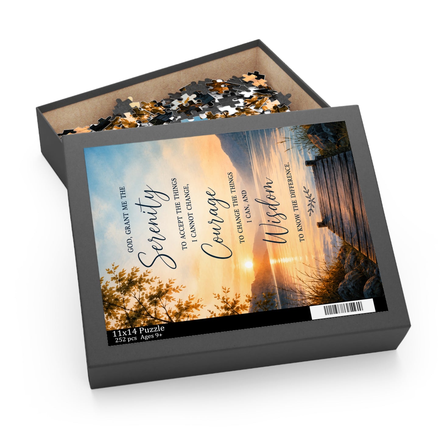 Serenity Prayer Sunset Puzzle — Inspirational 120/252/500-Piece Jigsaw