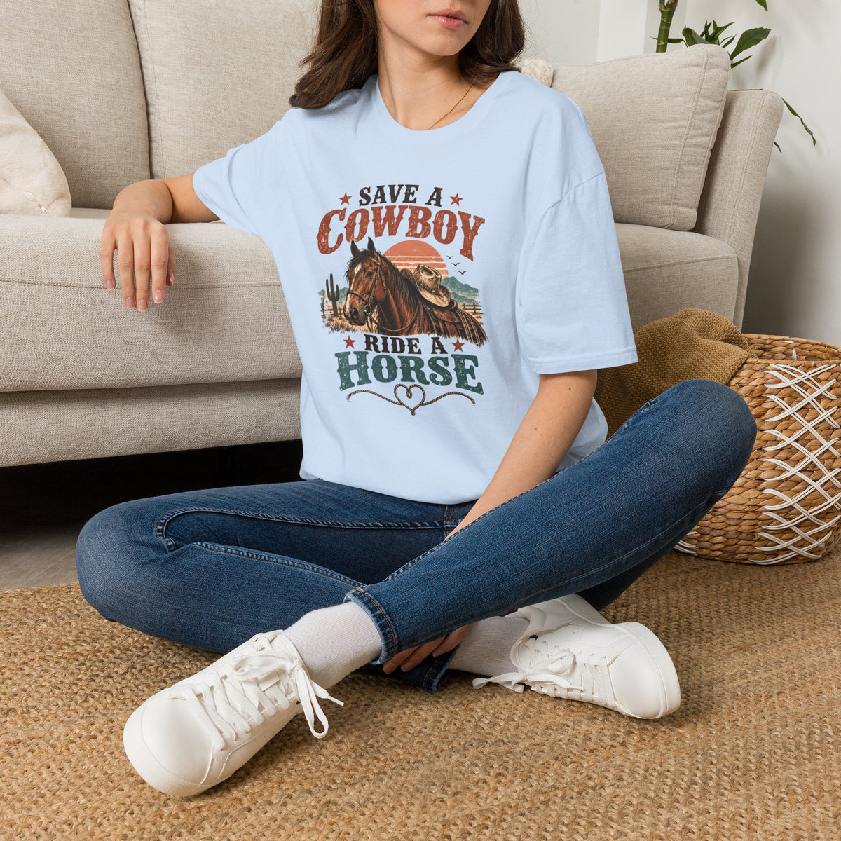 Save a Cowboy Ride a Horse T-Shirt — Western Horse Lover Graphic Tee