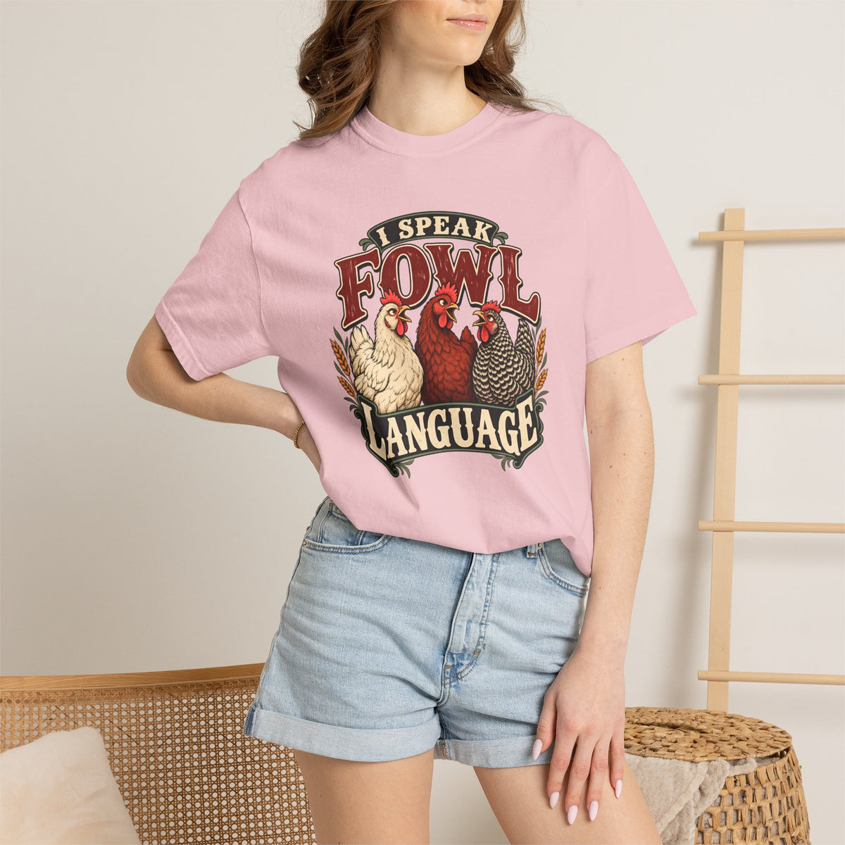 I Speak Fowl Language Graphic T-Shirt Short Sleeve Shirt