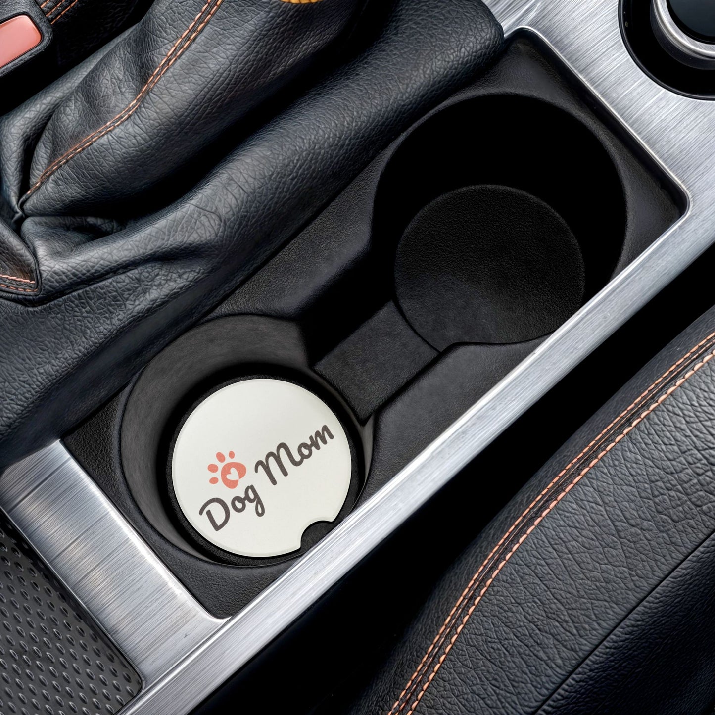 Dog Mom Soapstone Car Coaster — Paw Print Car Drink Holder Protector